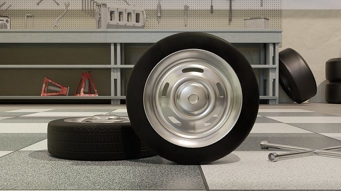 High-Detail Heavy-Duty Wheel for Games and Rendering Low-poly 3D model 4