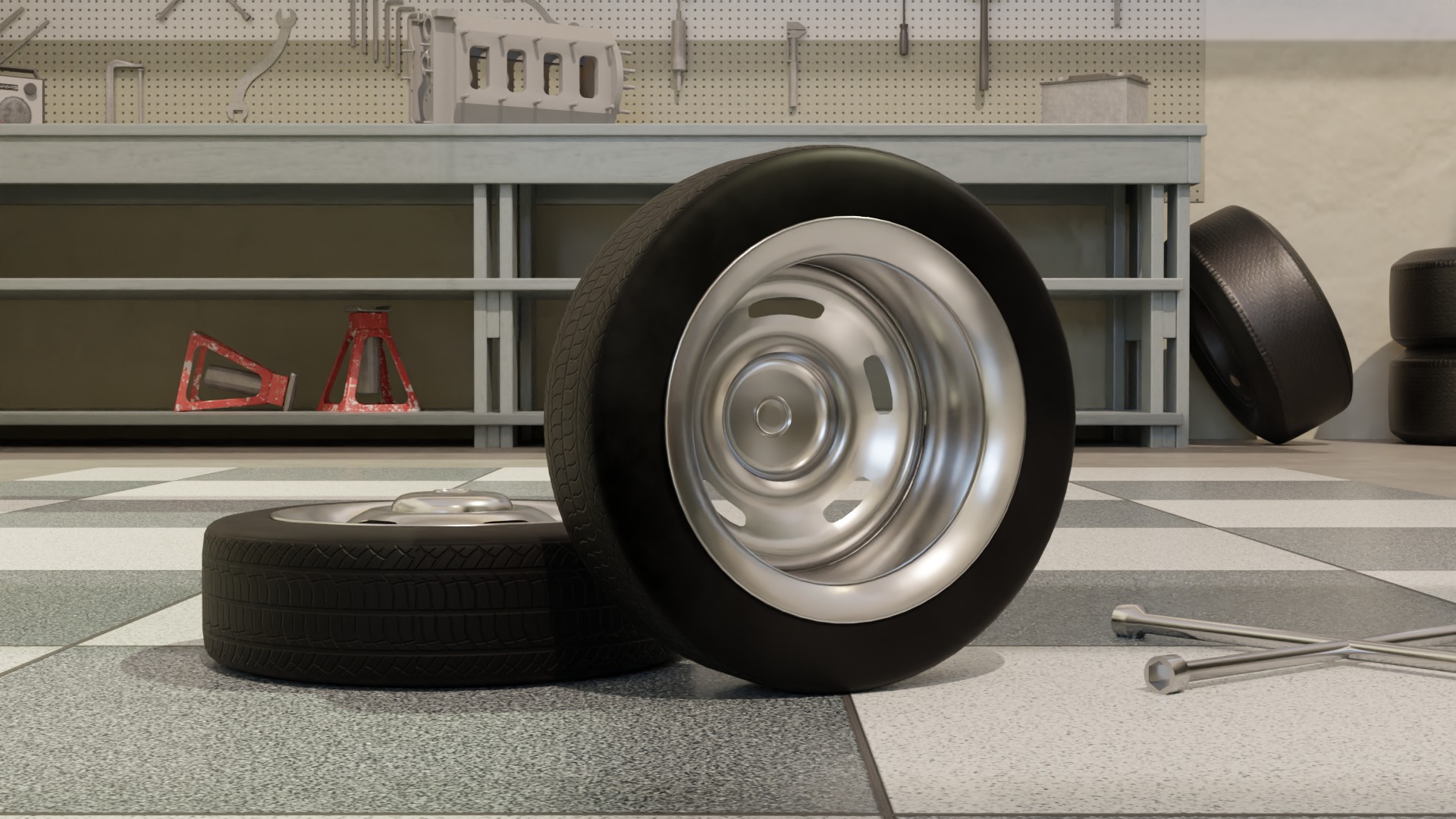 High-Detail Heavy-Duty Wheel for Games and Rendering Low-poly 3D model_3