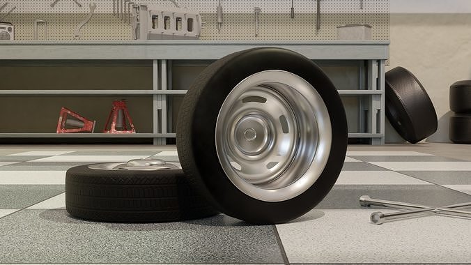 High-Detail Heavy-Duty Wheel for Games and Rendering Low-poly 3D model 3
