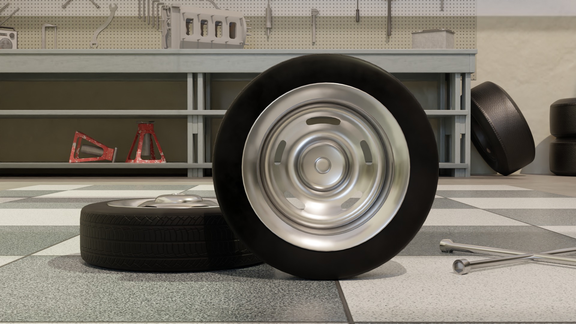 High-Detail Heavy-Duty Wheel for Games and Rendering Low-poly 3D model_5