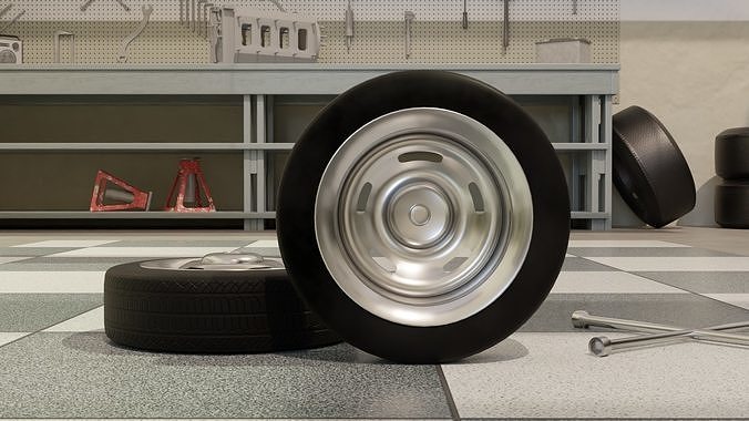 High-Detail Heavy-Duty Wheel for Games and Rendering Low-poly 3D model 5