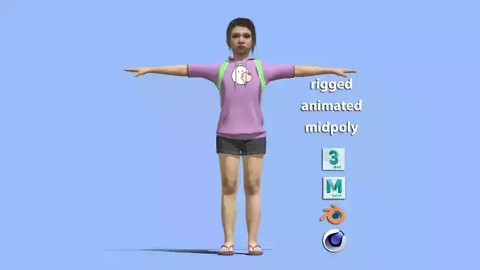 T-Pose Rigged Little girl