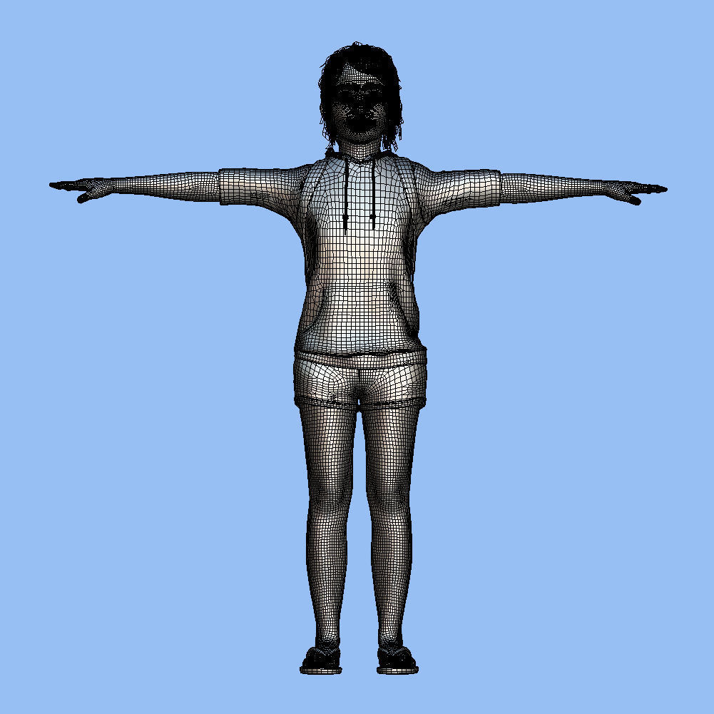 T-Pose Rigged Little girl 3D model_5