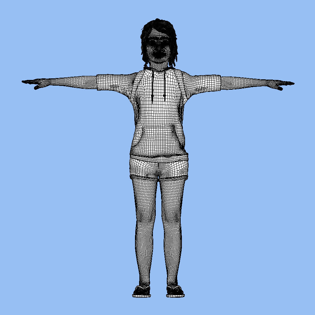 T-Pose Rigged Little girl 3D model_7