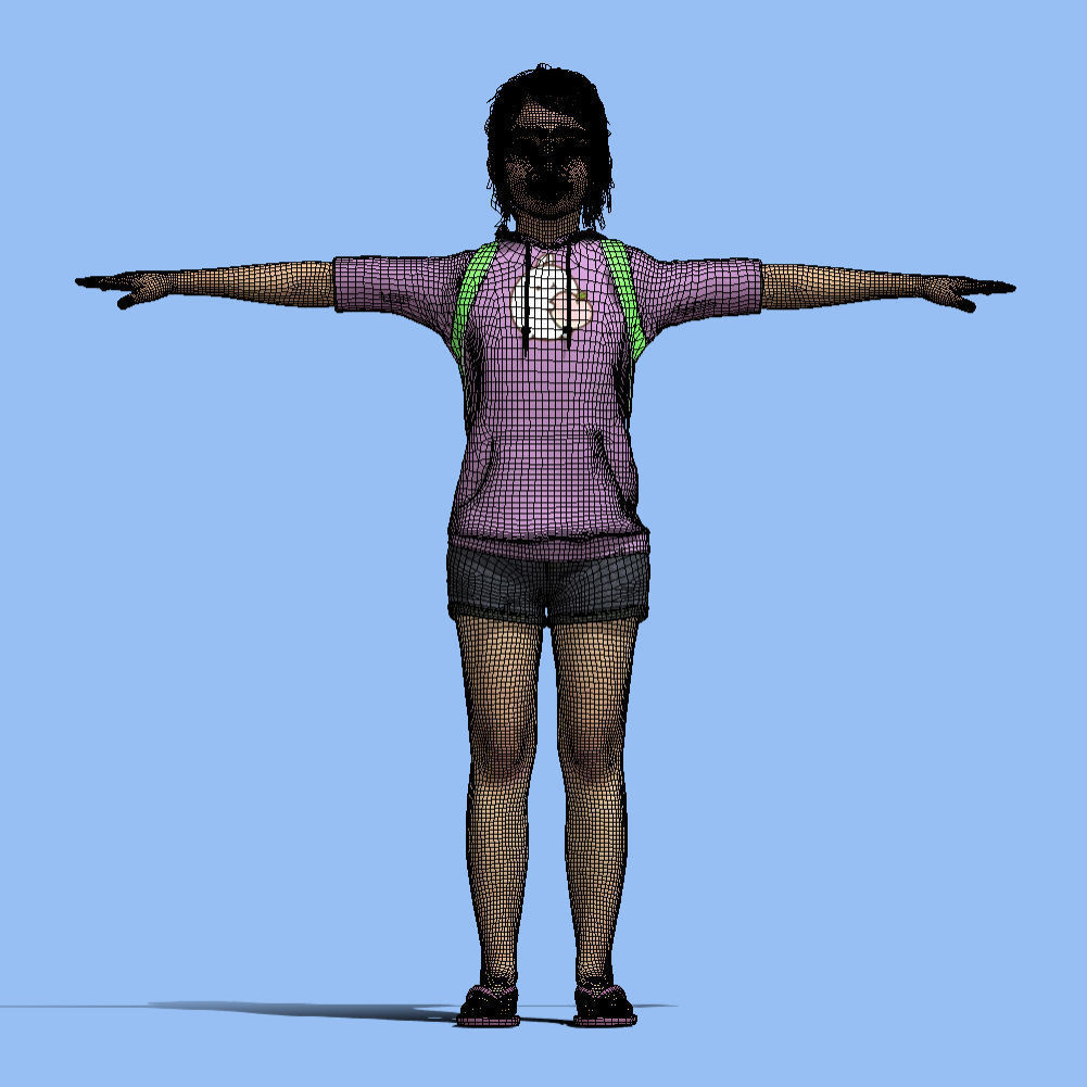 T-Pose Rigged Little girl 3D model_6