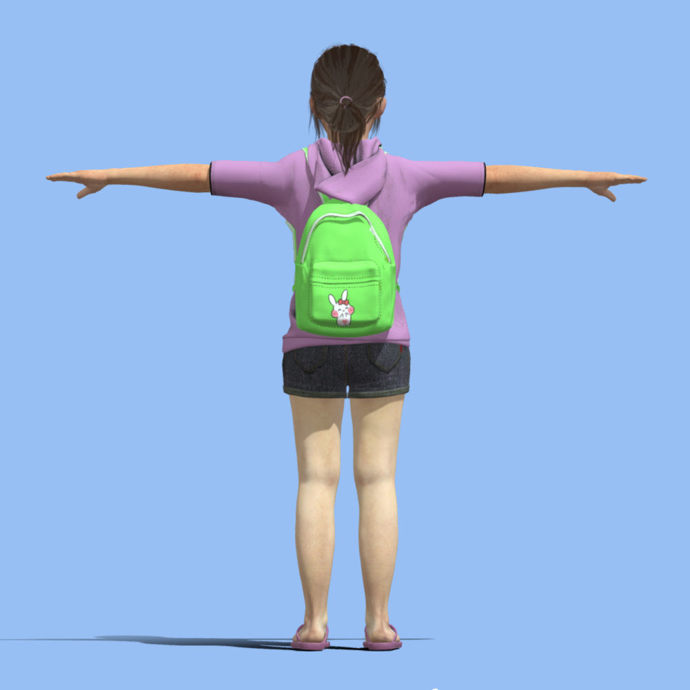 T-Pose Rigged Little girl 3D model_3