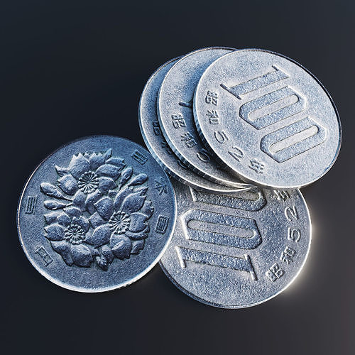 Japanese Yen Coin Low-poly 3D model