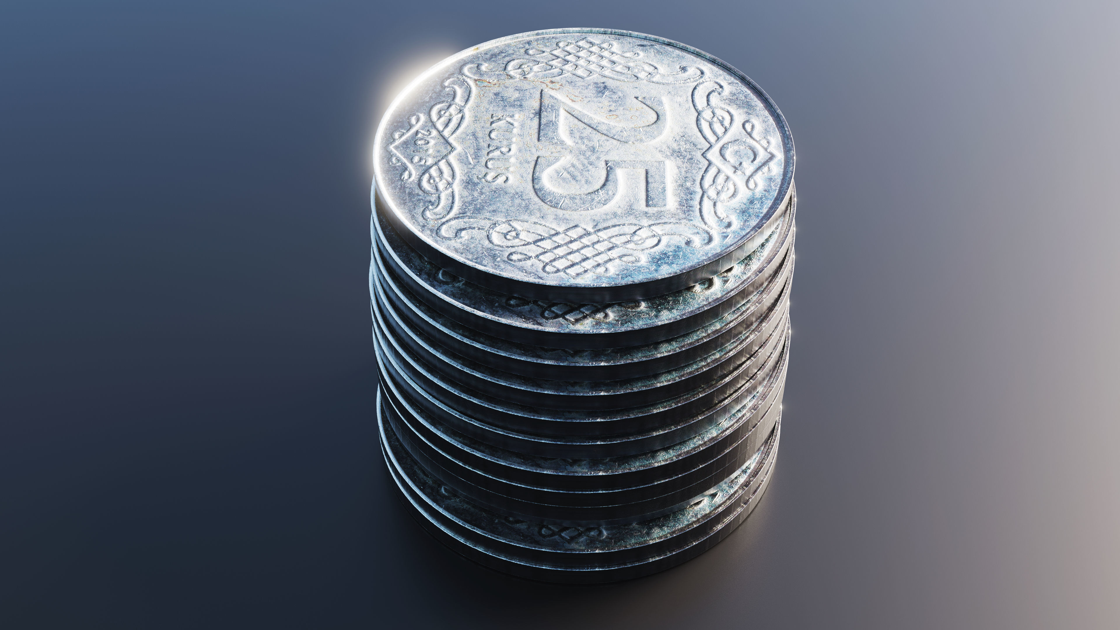 Turkish Lira Coin Low-poly 3D model_5