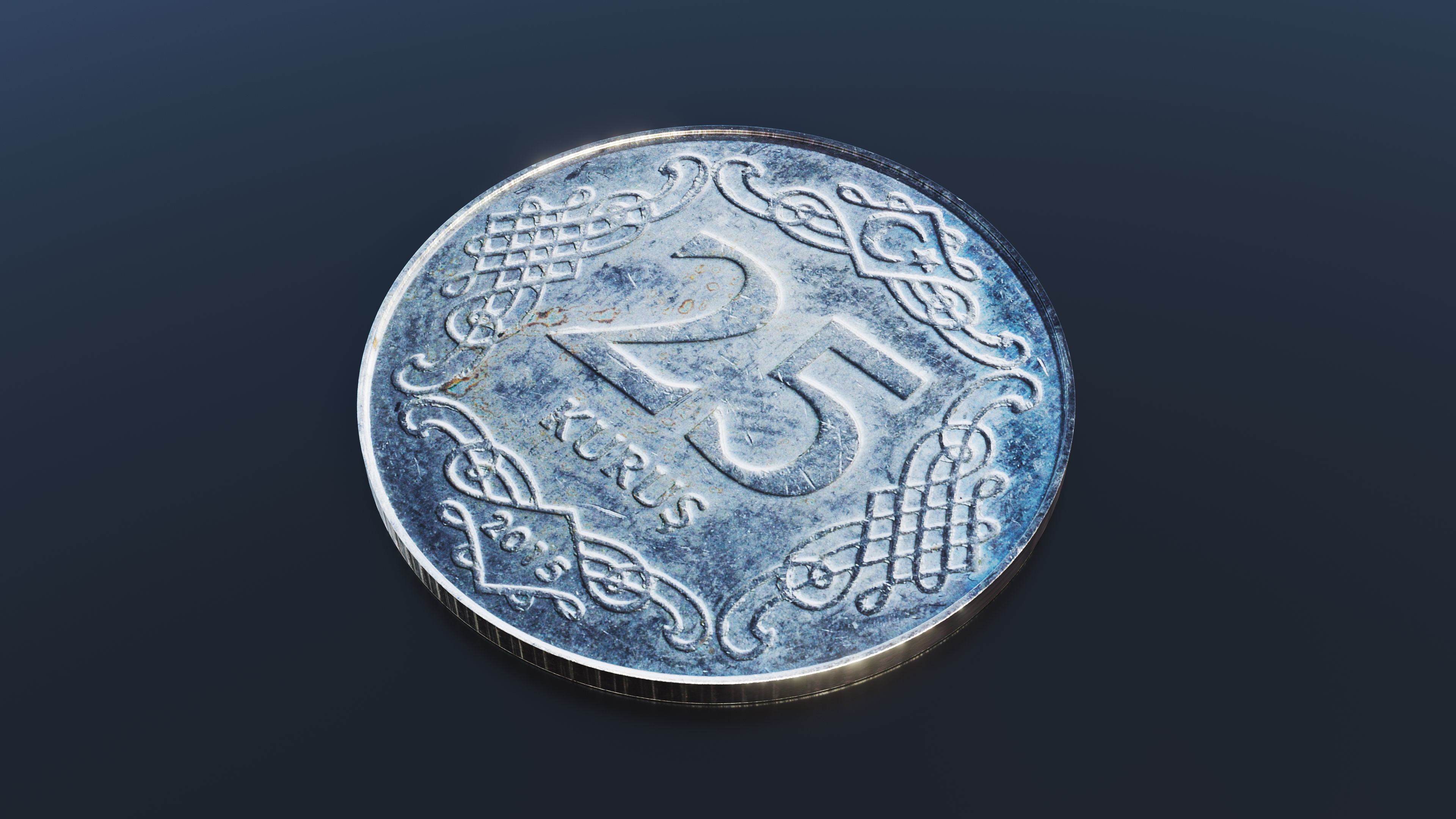 Turkish Lira Coin Low-poly 3D model_2