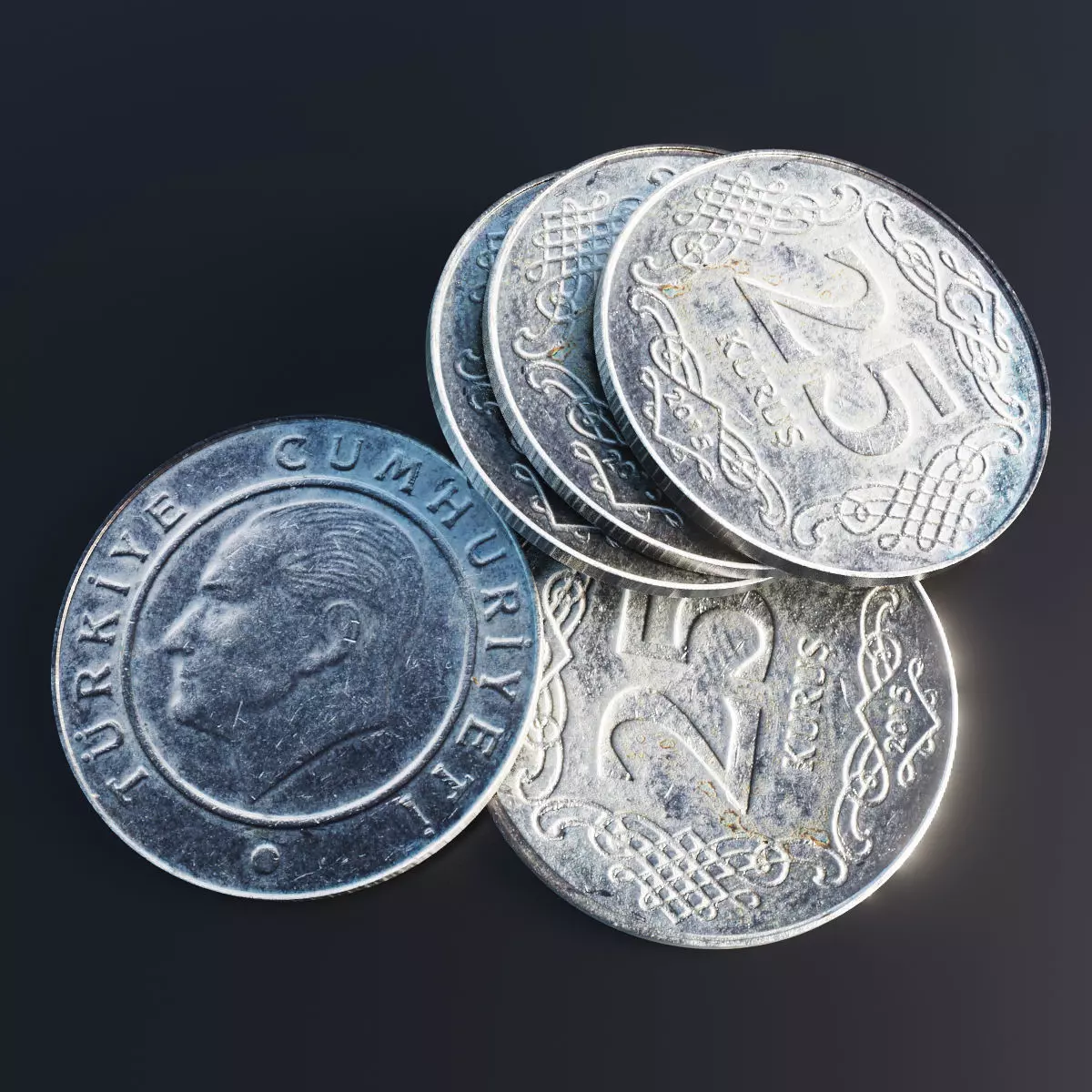 Turkish Lira Coin Low-poly 3D model_0