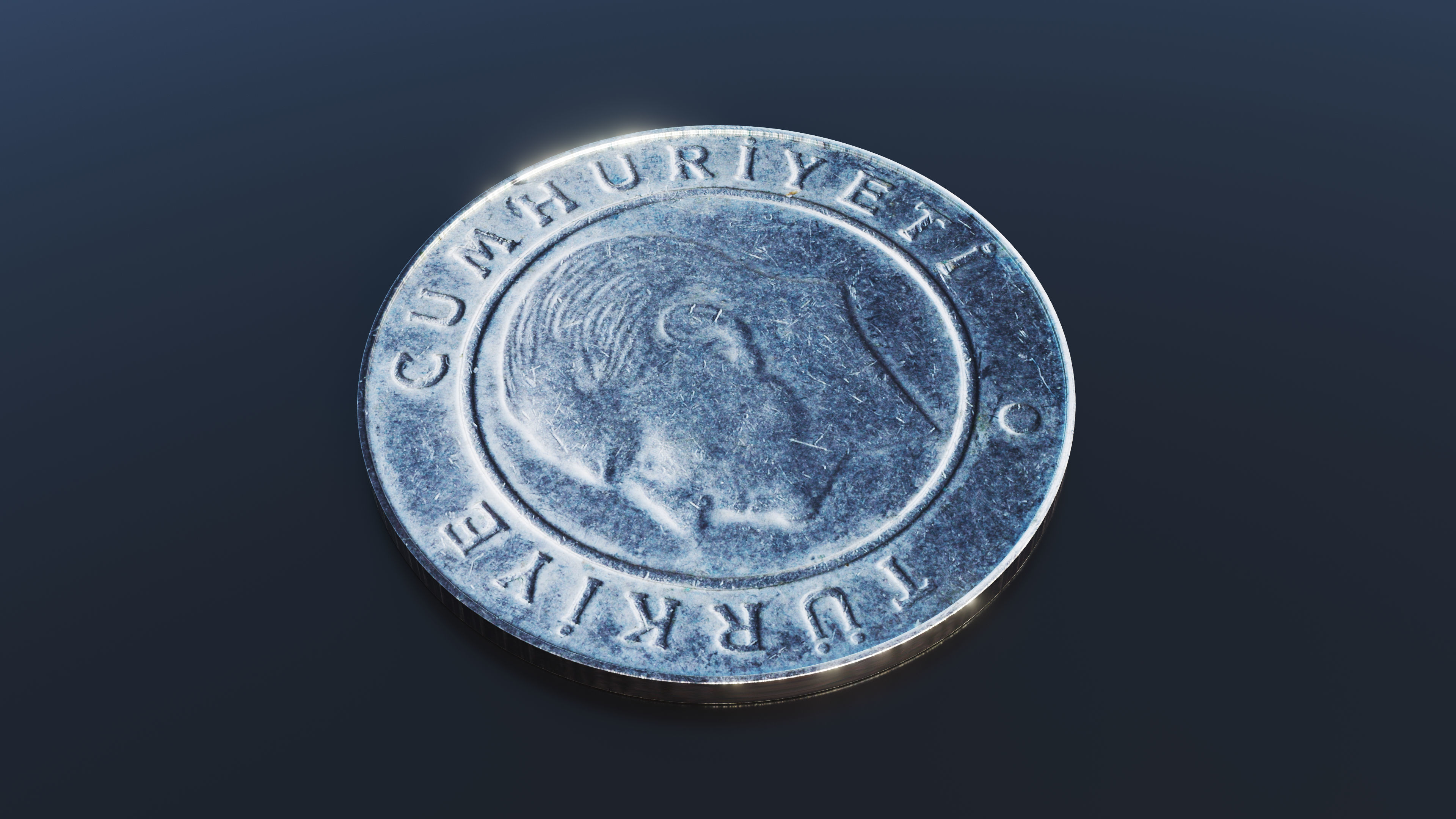 Turkish Lira Coin Low-poly 3D model_3