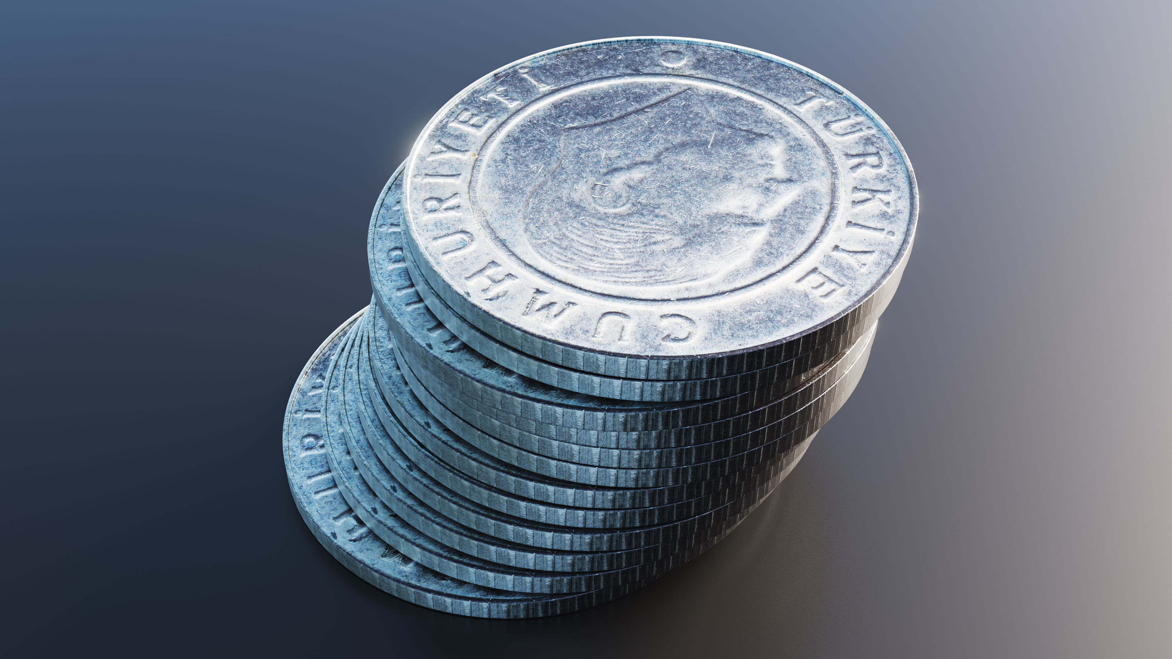 Turkish Lira Coin Low-poly 3D model_4