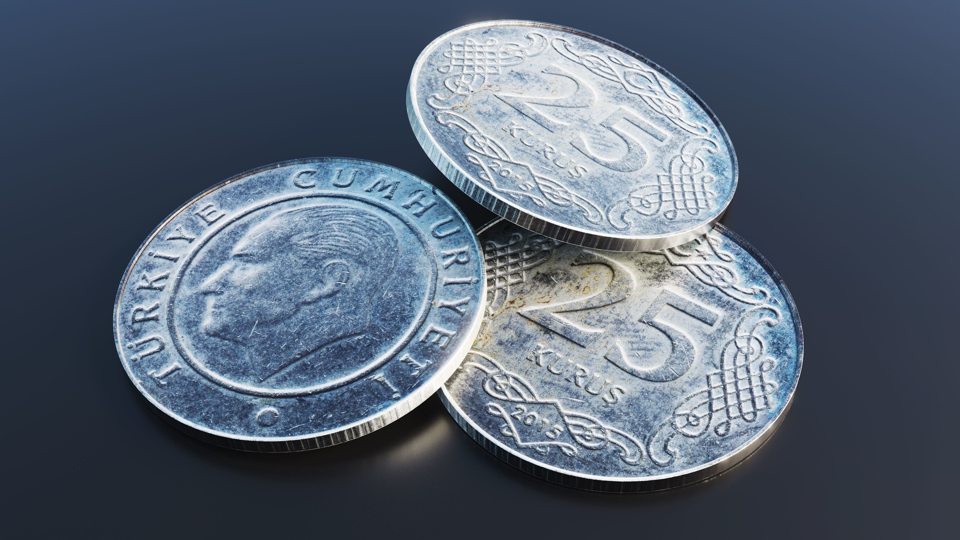 Turkish Lira Coin Low-poly 3D model_8