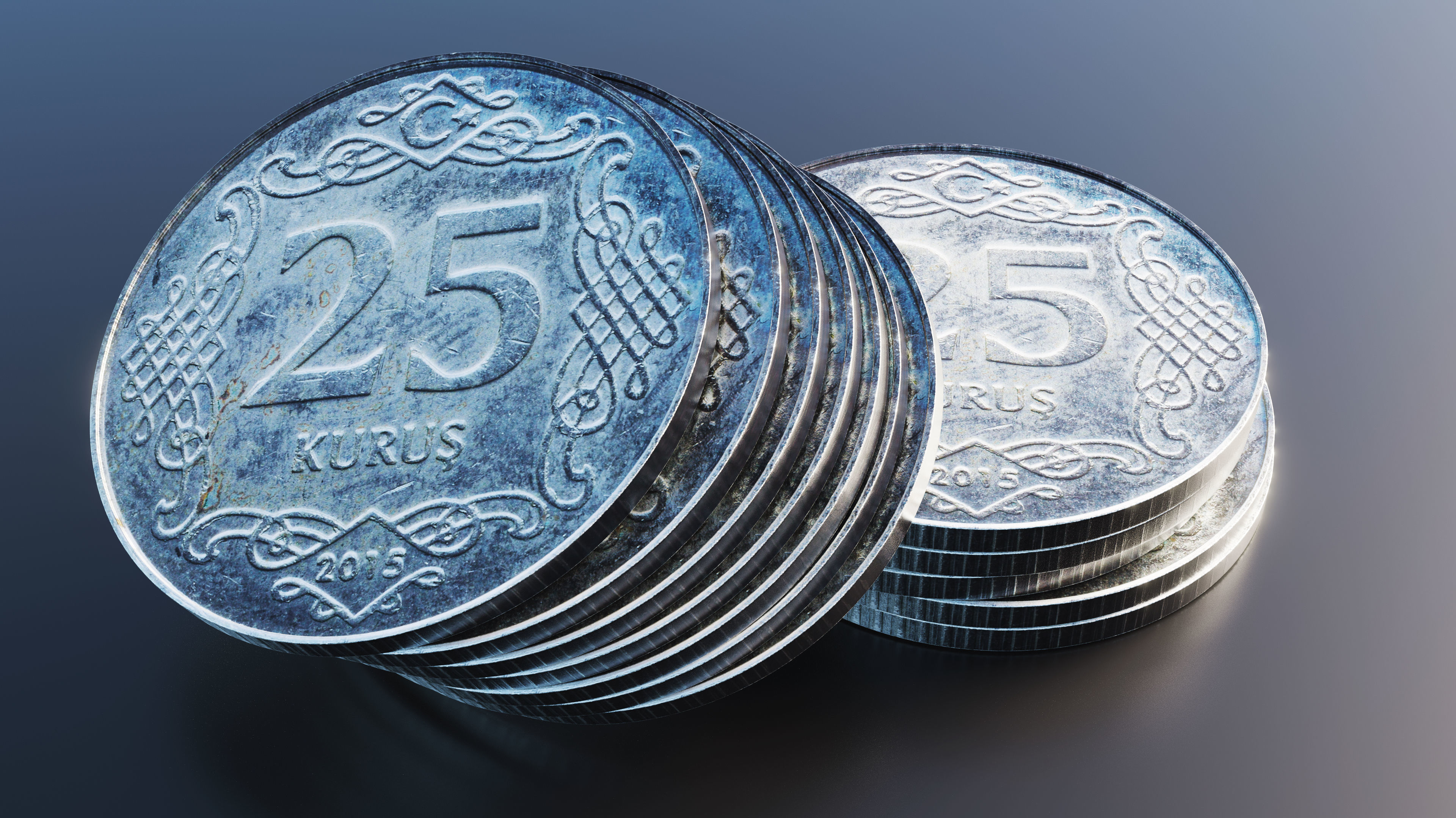 Turkish Lira Coin Low-poly 3D model_7
