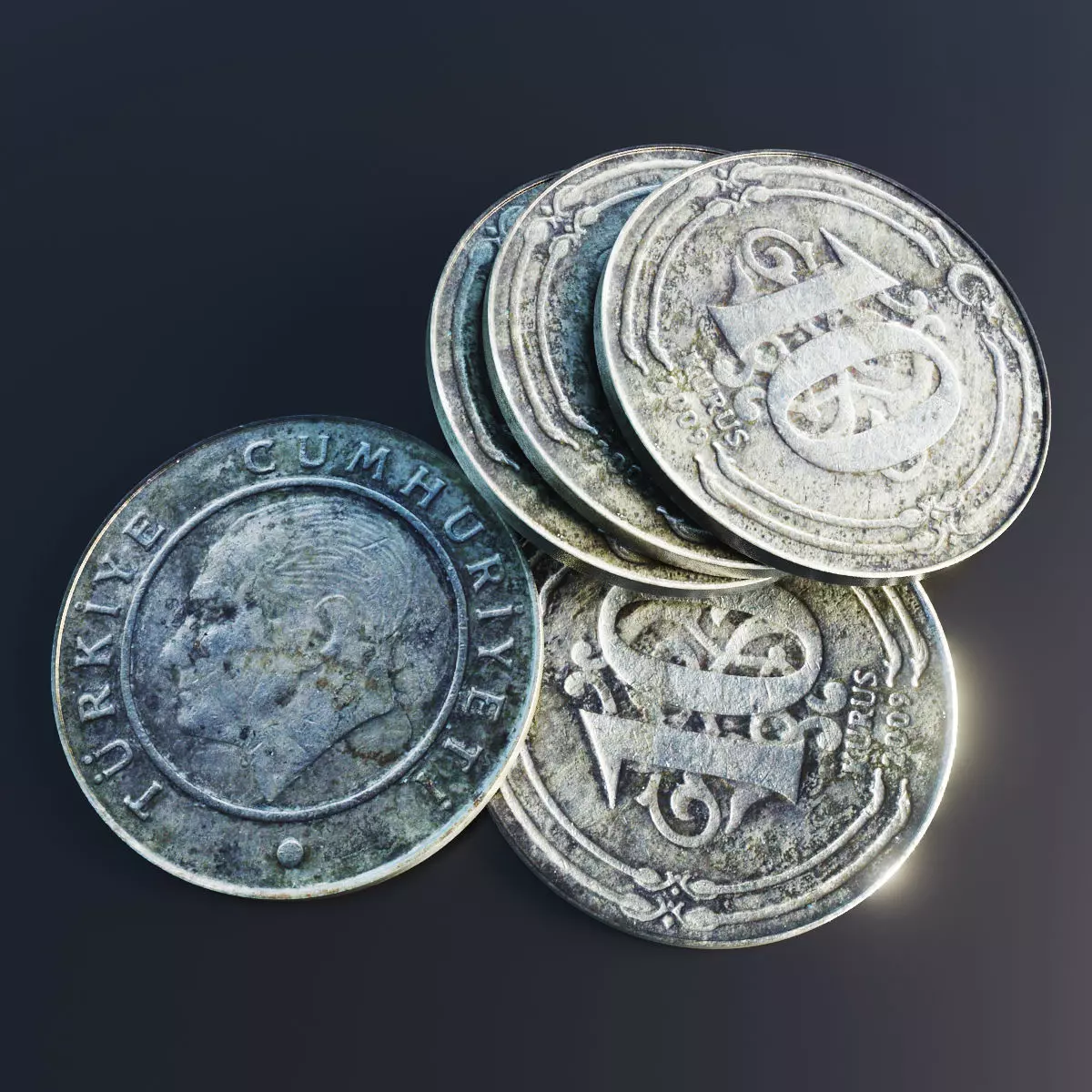 Turkish Lira Coin Low-poly 3D model_0