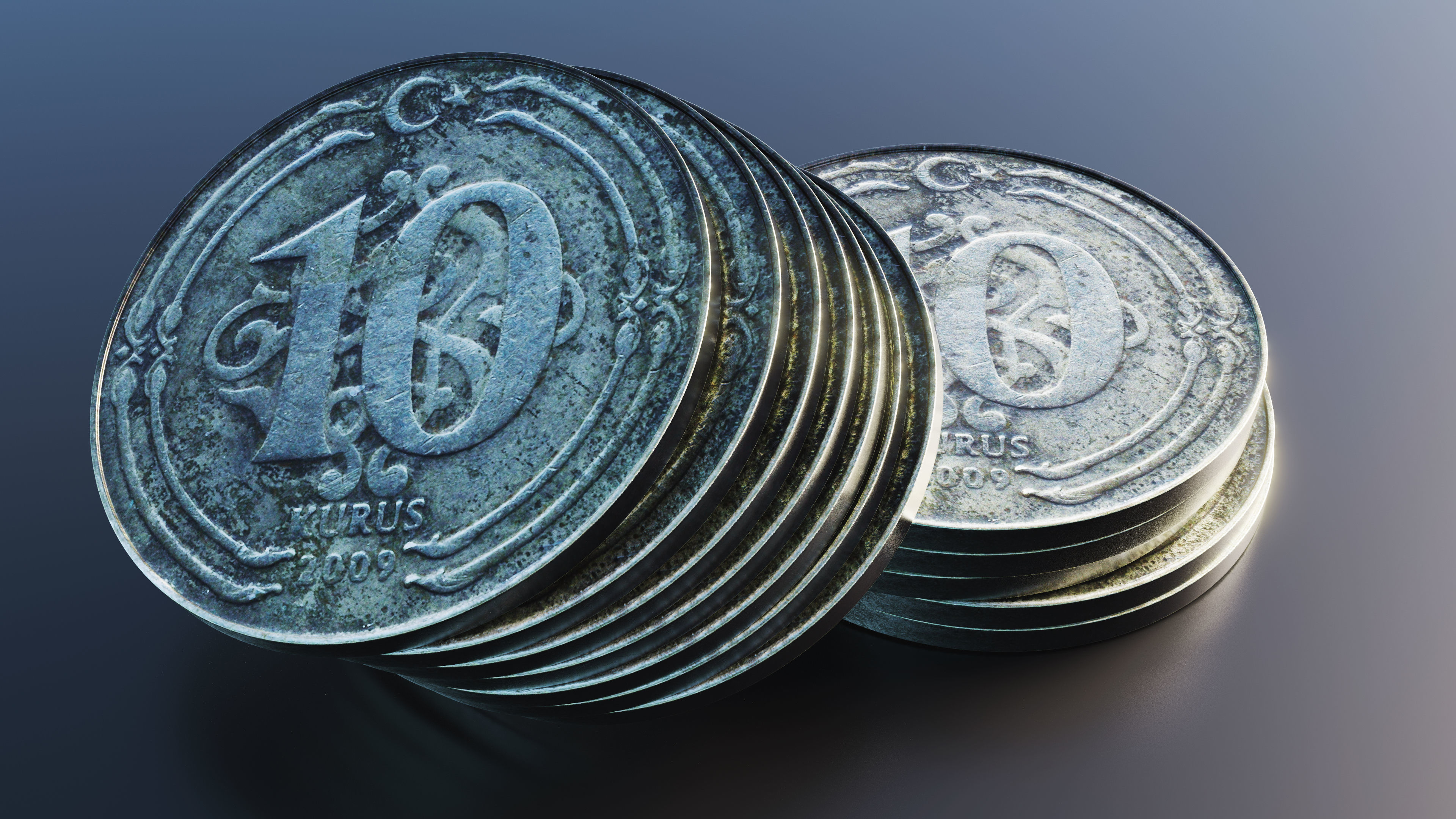 Turkish Lira Coin Low-poly 3D model_7