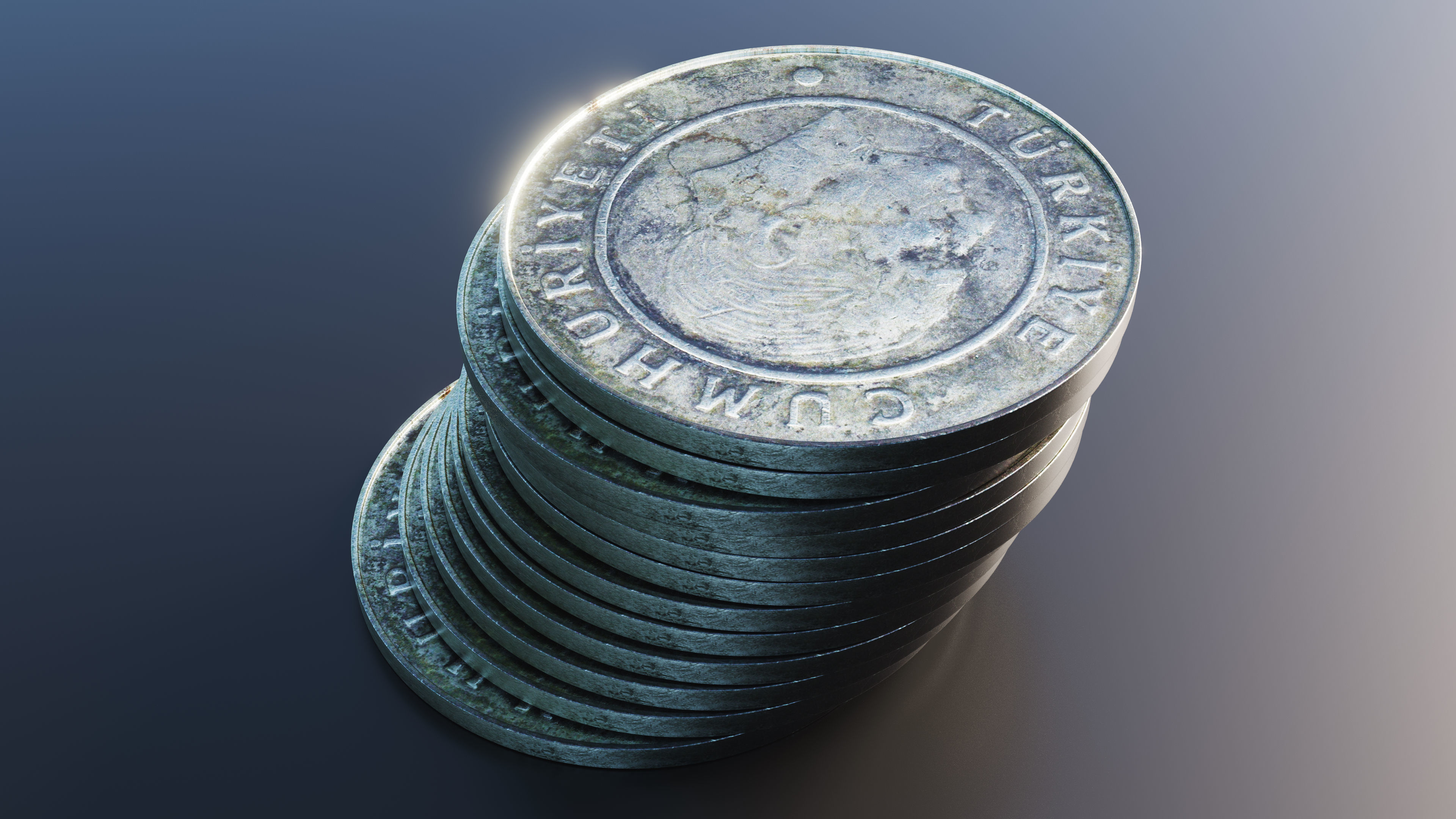 Turkish Lira Coin Low-poly 3D model_4