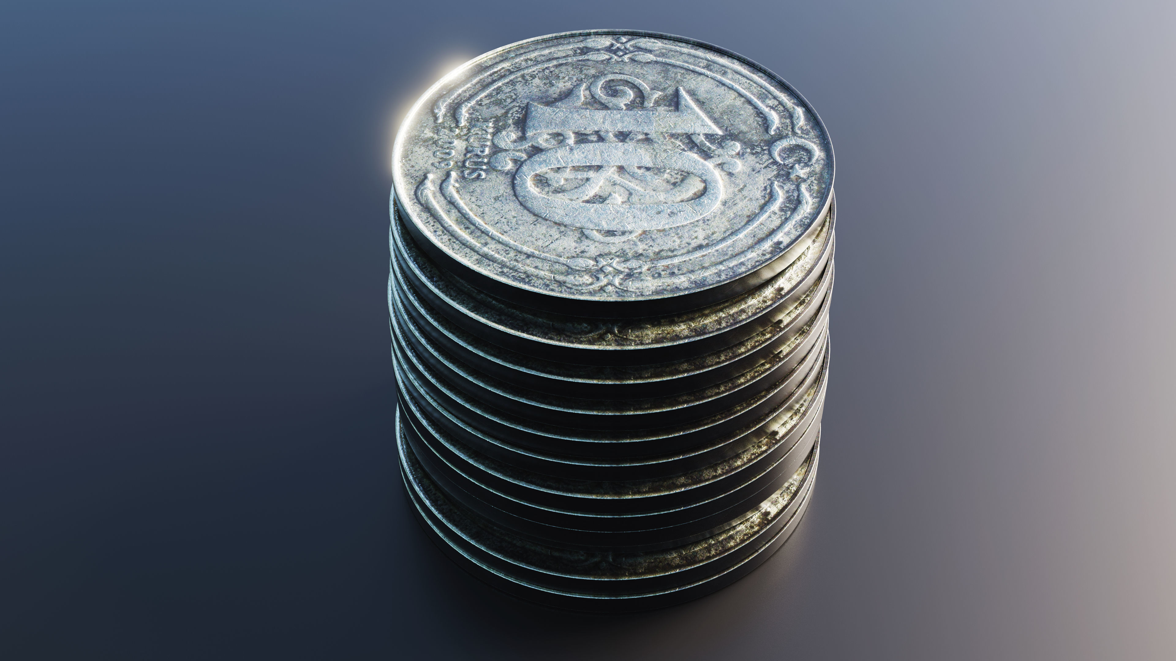 Turkish Lira Coin Low-poly 3D model_5