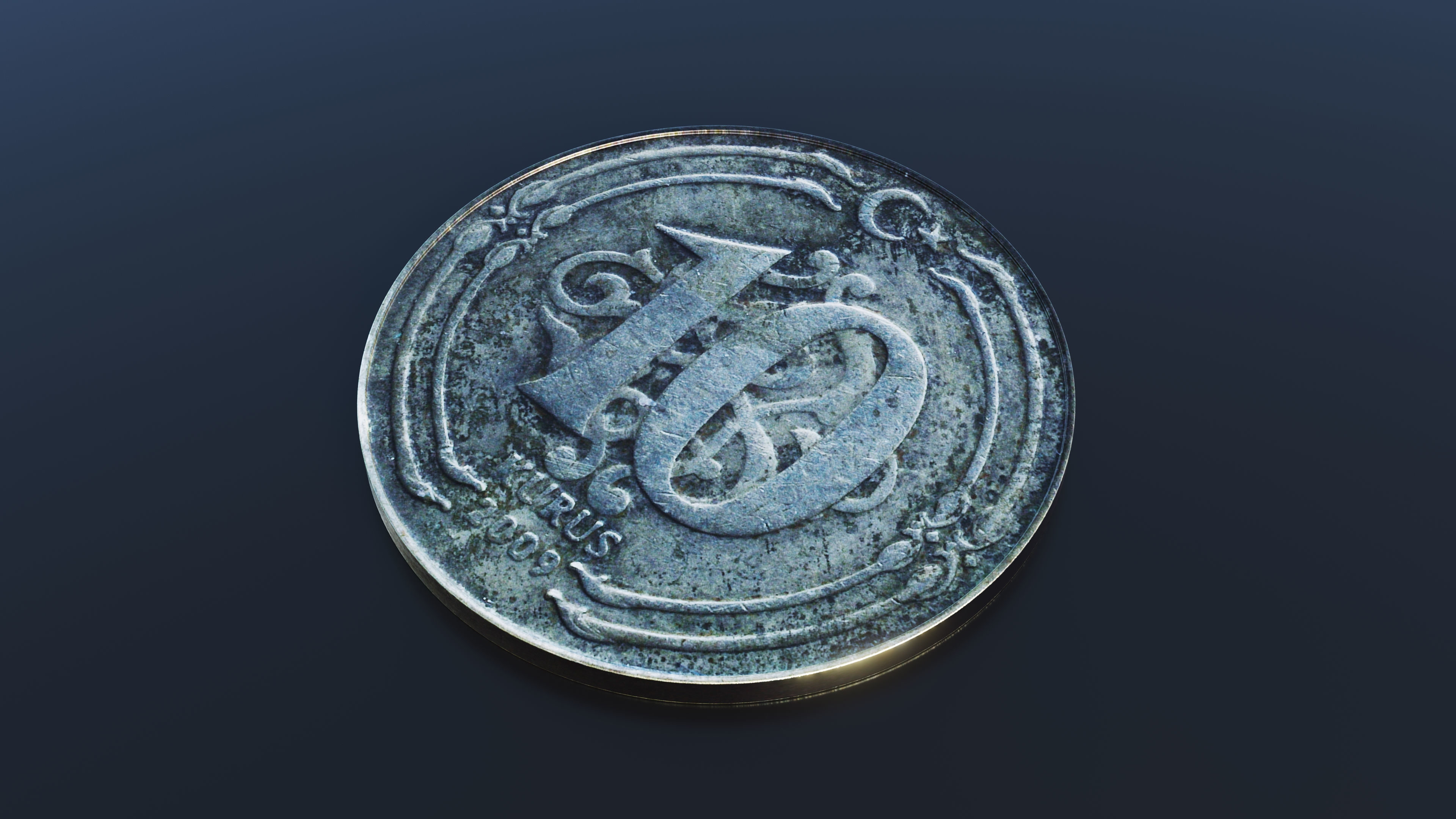 Turkish Lira Coin Low-poly 3D model_2