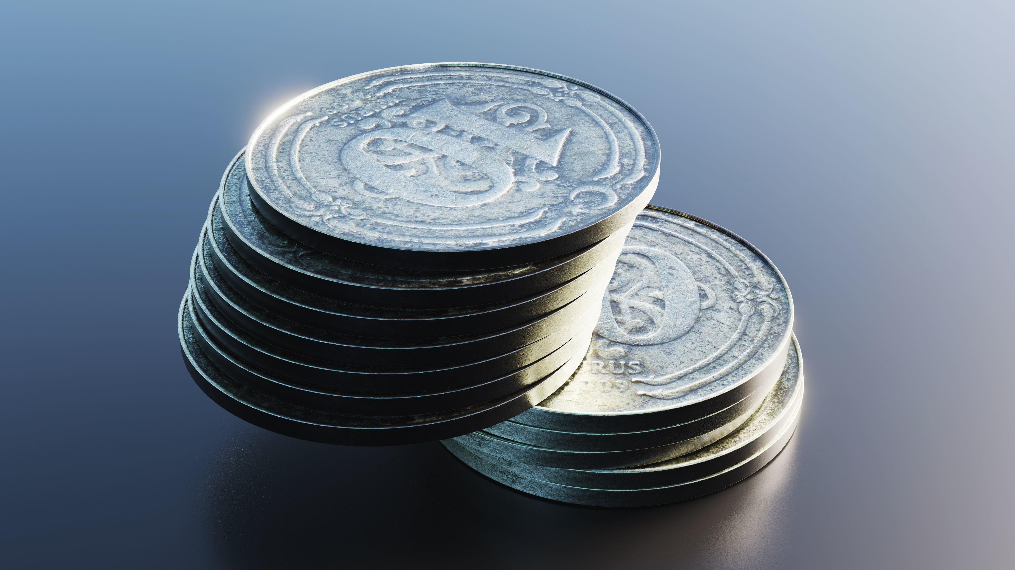 Turkish Lira Coin Low-poly 3D model_6