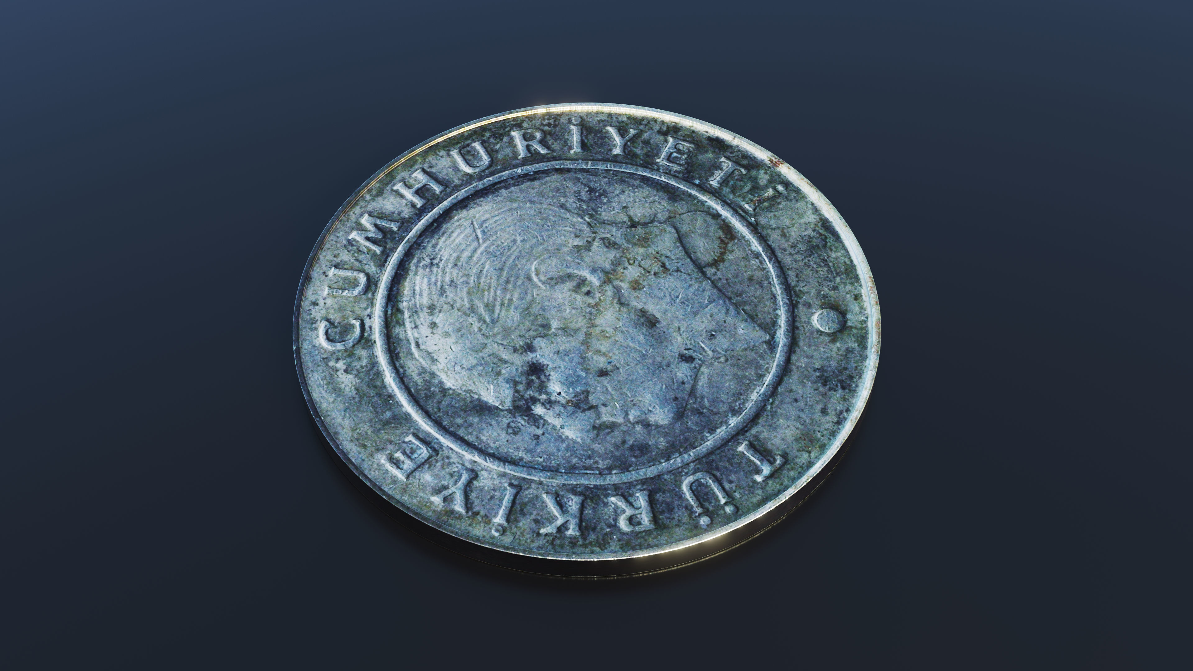 Turkish Lira Coin Low-poly 3D model_3