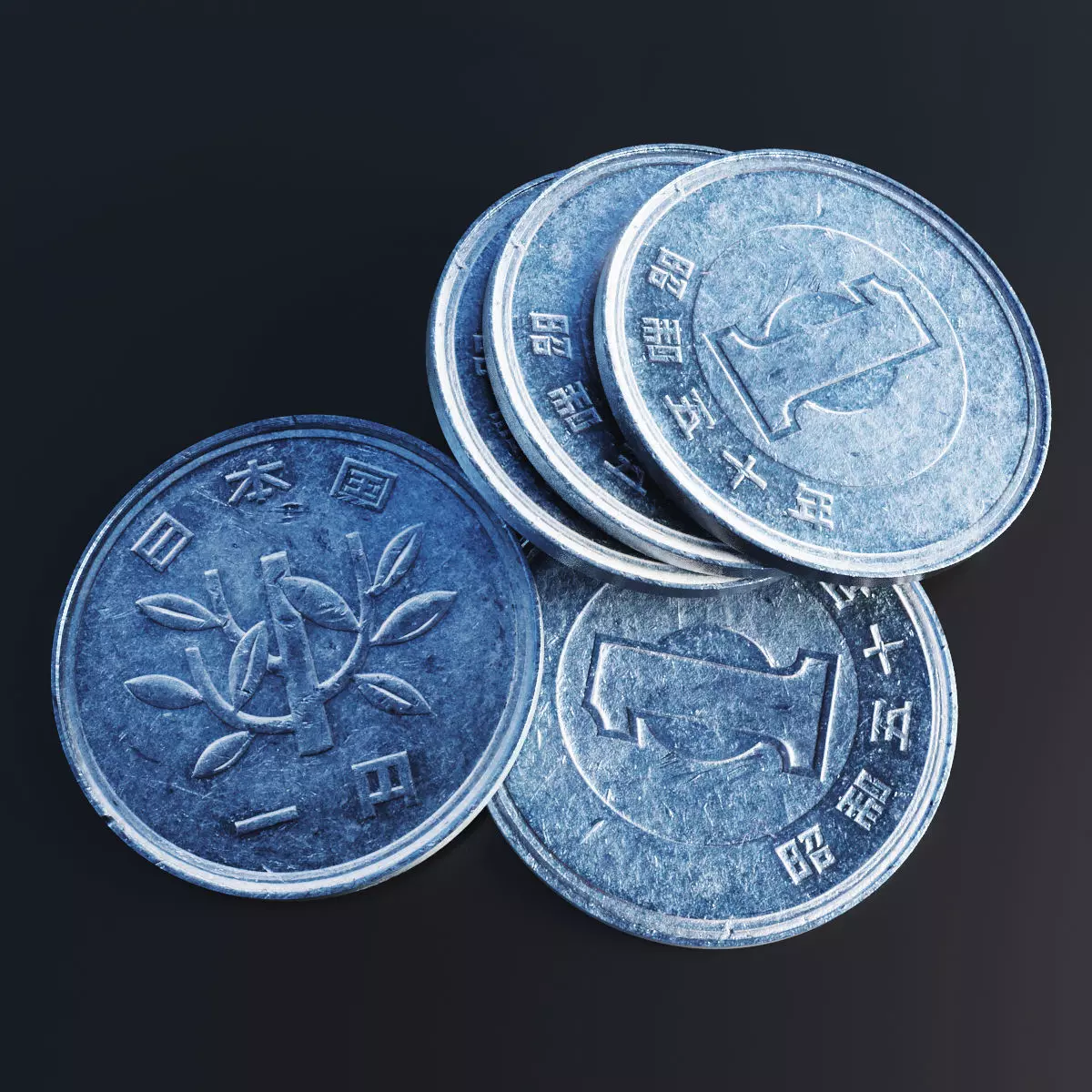 Japanese Yen Coin Low-poly 3D model_0