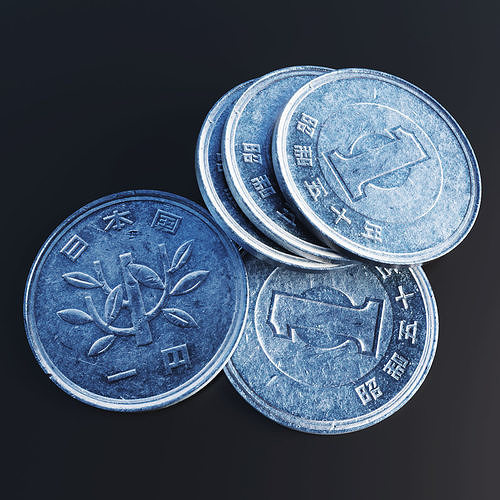 Japanese Yen Coin Low-poly 3D model