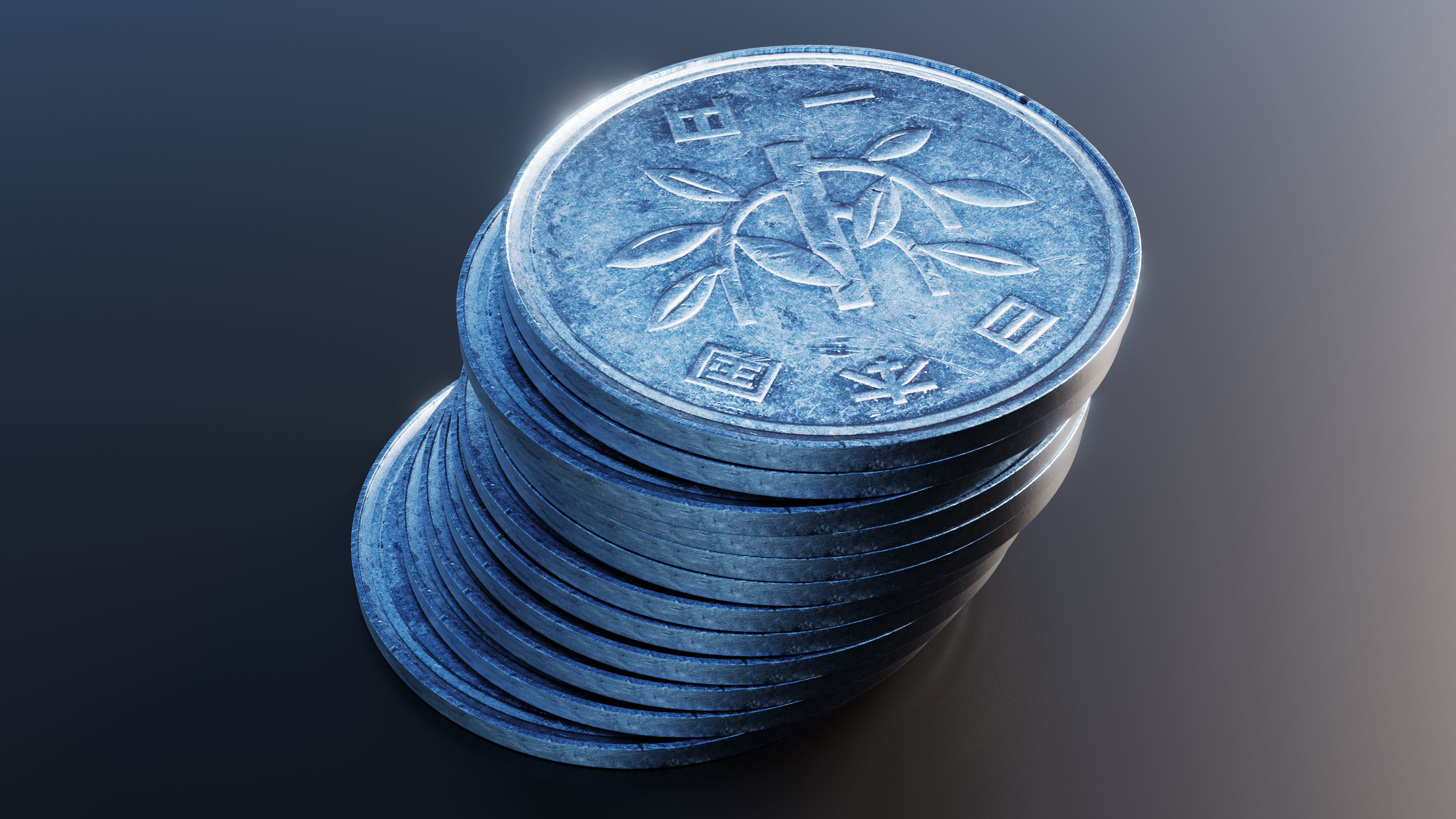 Japanese Yen Coin Low-poly 3D model_4