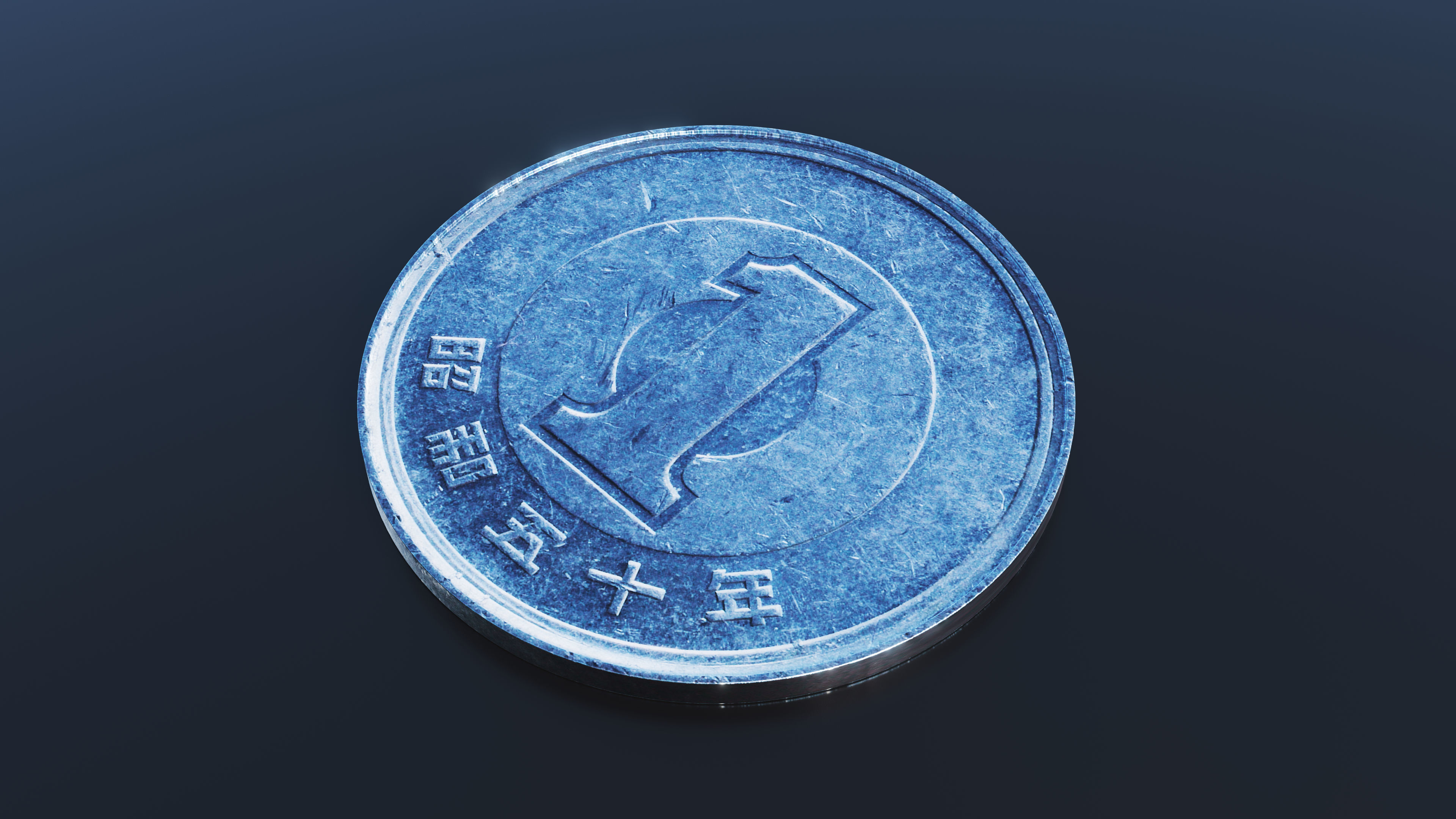 Japanese Yen Coin Low-poly 3D model_2