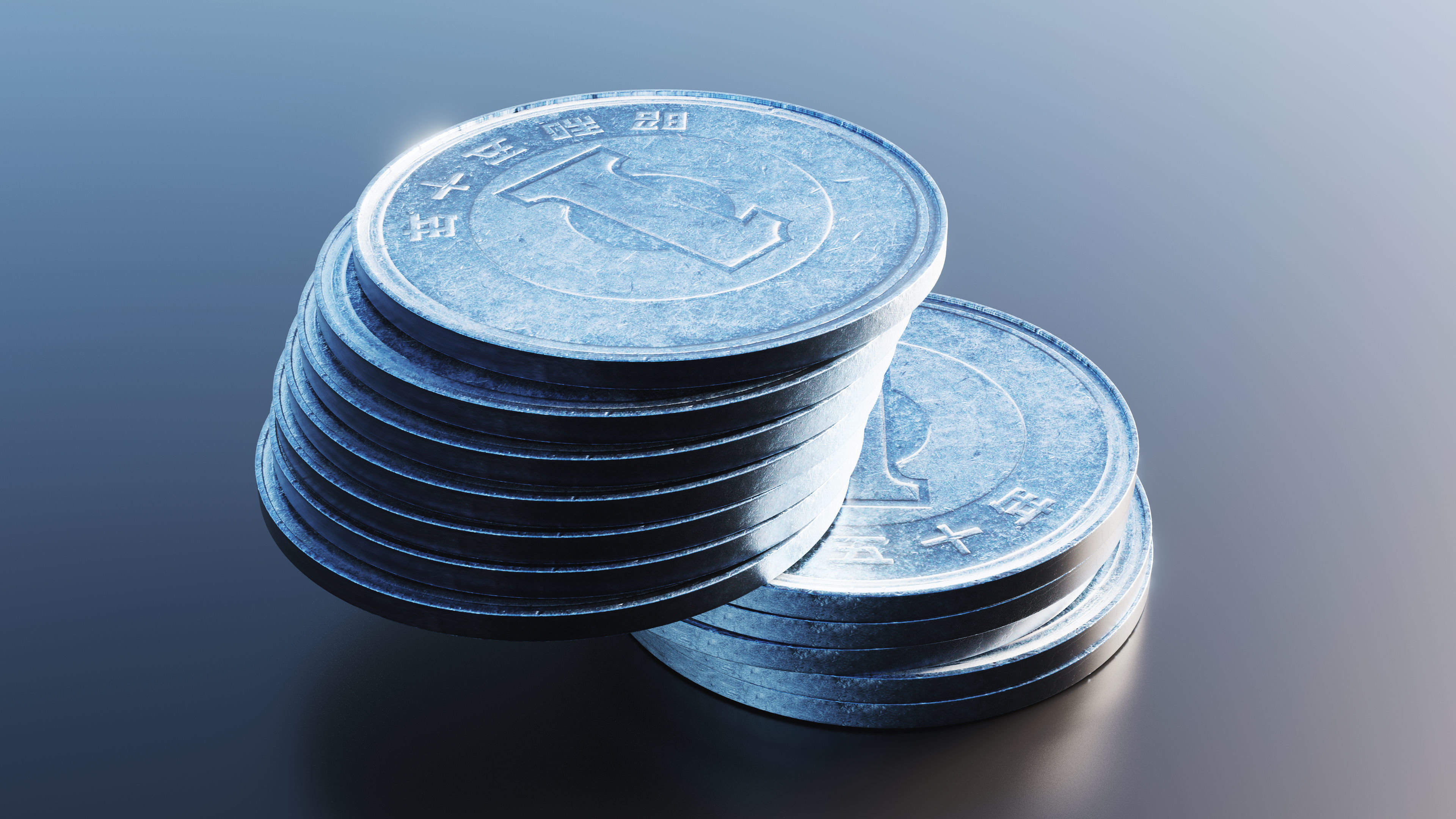 Japanese Yen Coin Low-poly 3D model_6