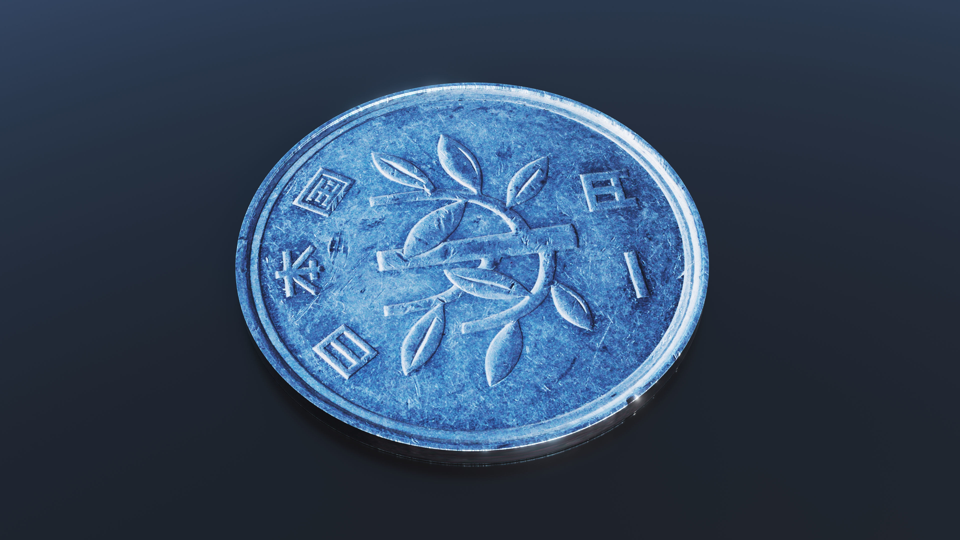 Japanese Yen Coin Low-poly 3D model_3