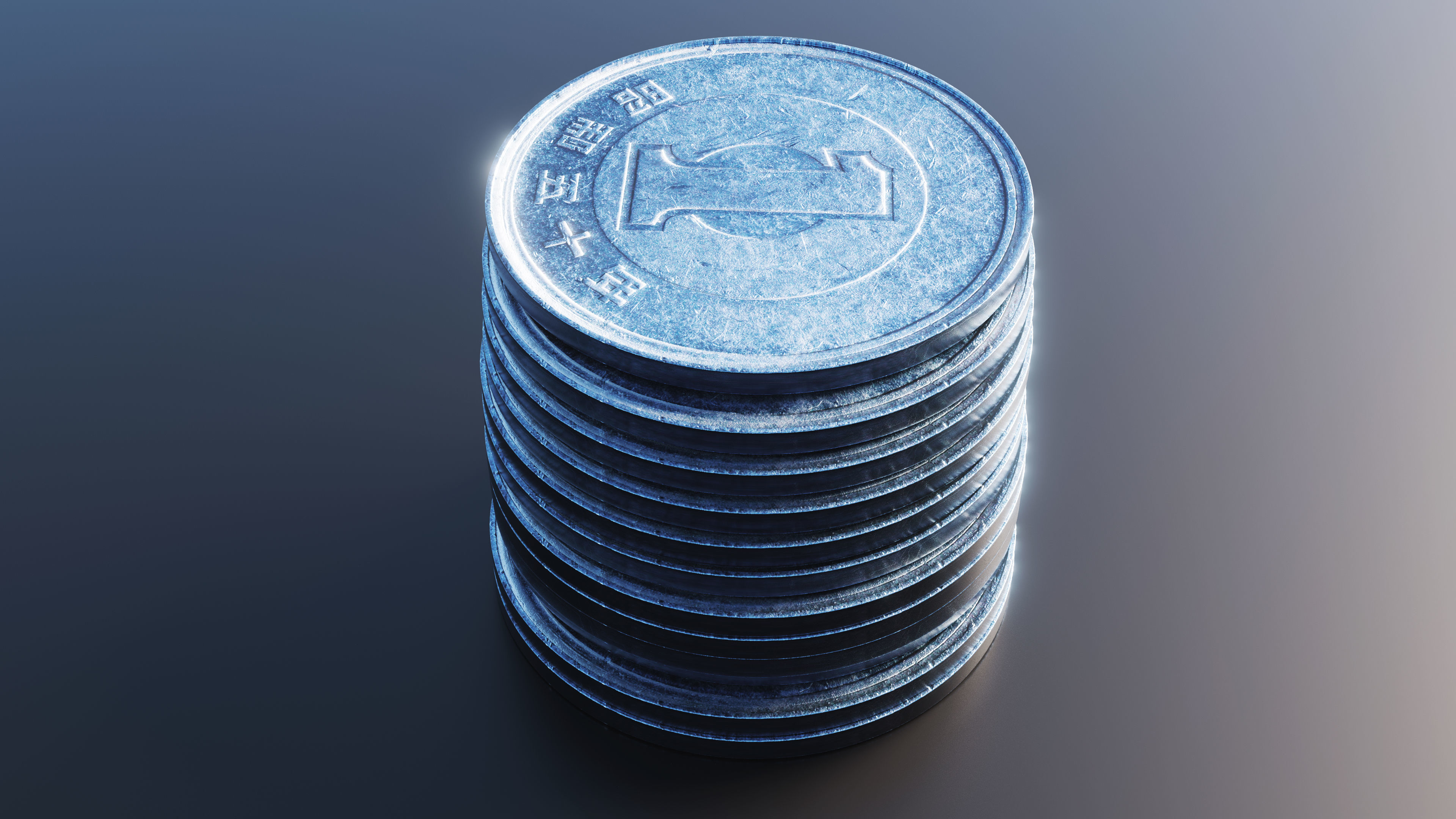 Japanese Yen Coin Low-poly 3D model_5