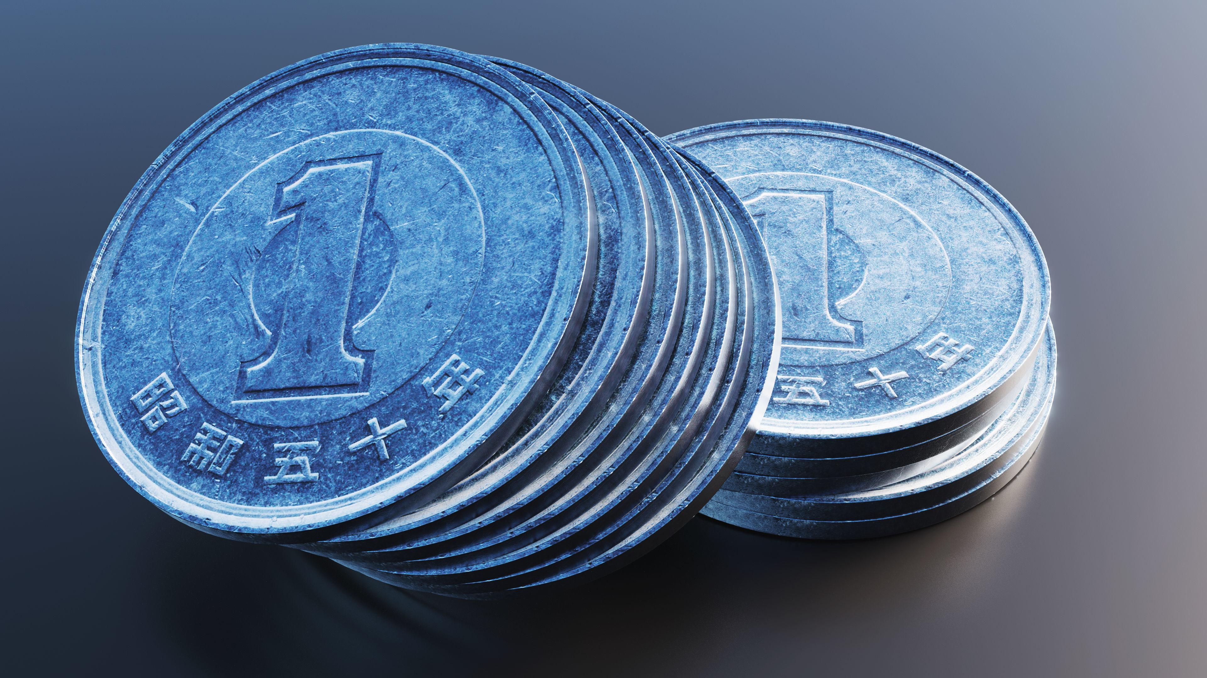 Japanese Yen Coin Low-poly 3D model_7