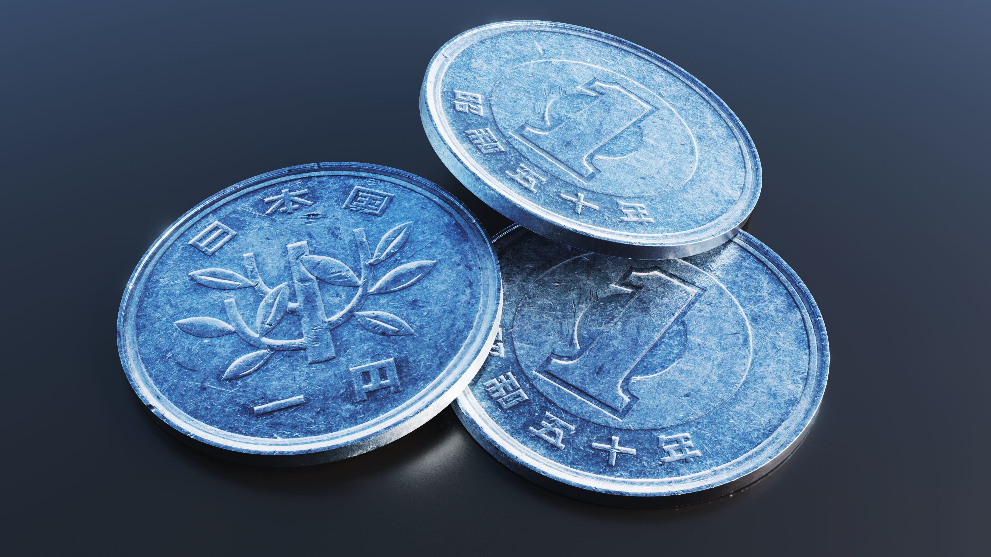 Japanese Yen Coin Low-poly 3D model_8