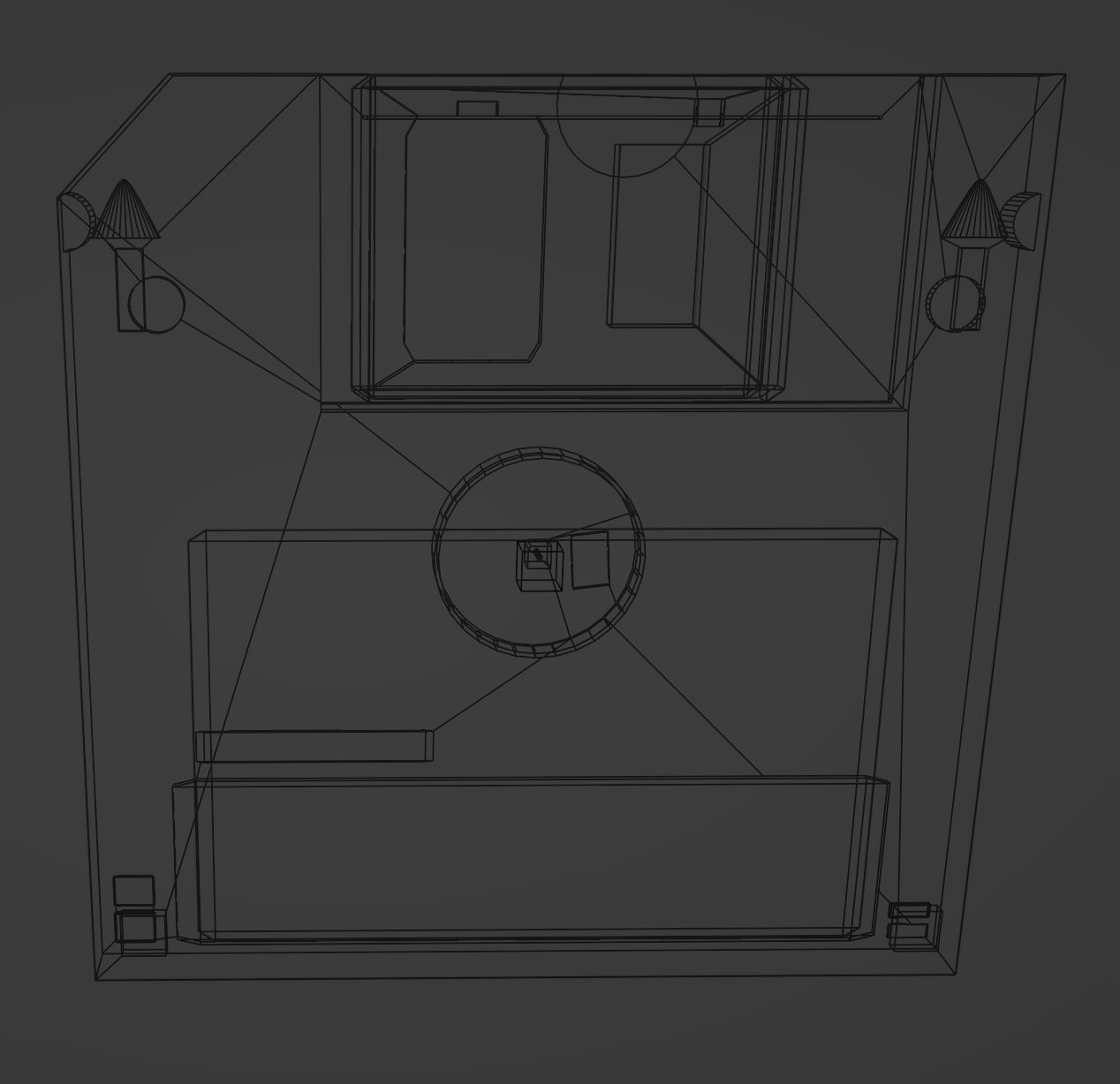 Low Poly Black Floppy Disk 3D model_2