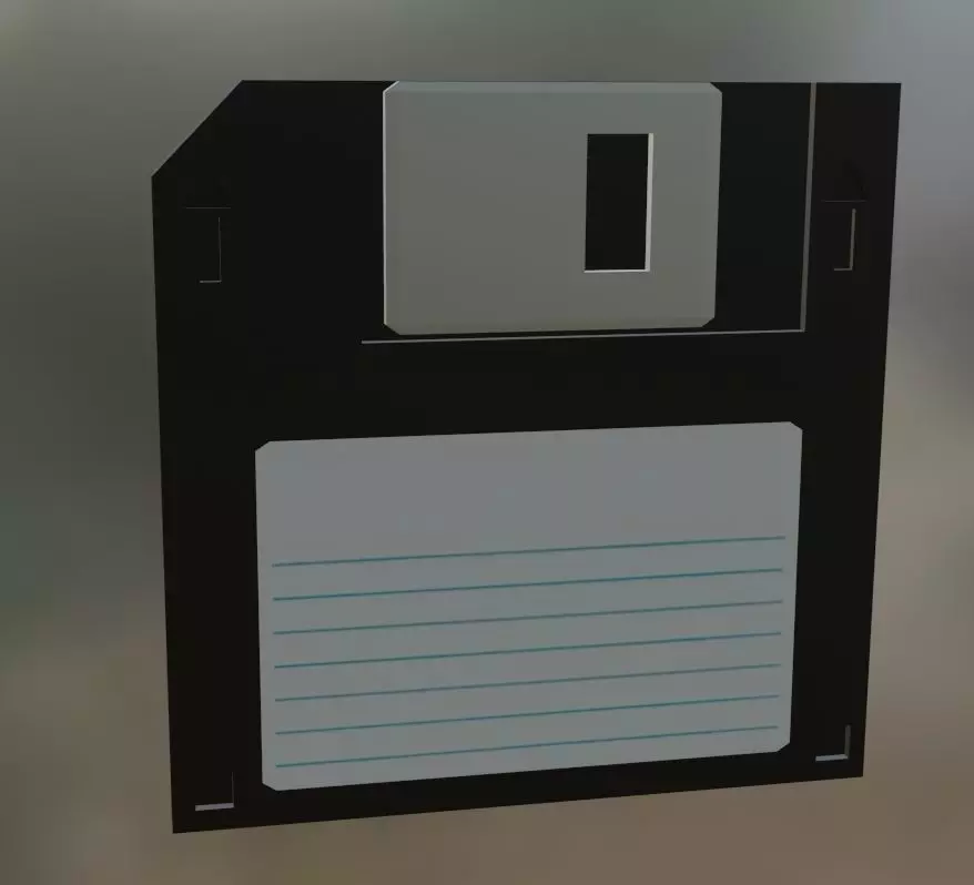 Low Poly Black Floppy Disk 3D model_0
