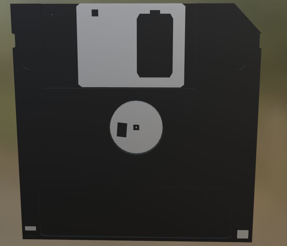 Low Poly Black Floppy Disk 3D model_1