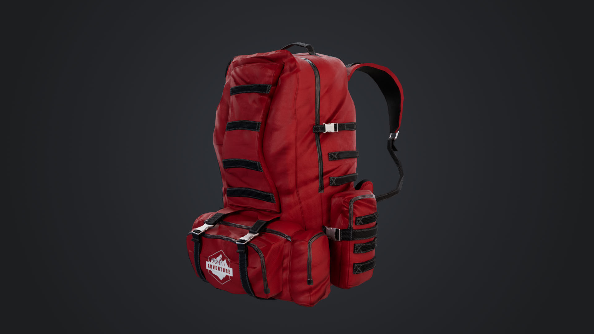 Camping Backpack Low-poly 3D model_1