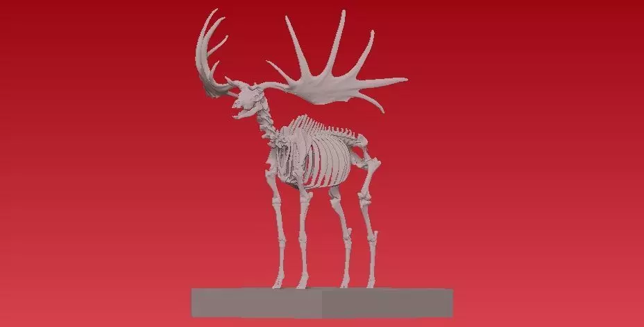 Deer bone with big horns statue - 3D print 3D print model