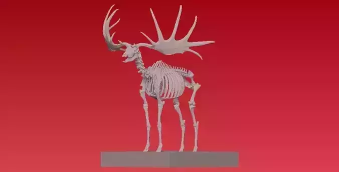 Deer bone with big horns statue - 3D print 3D print model