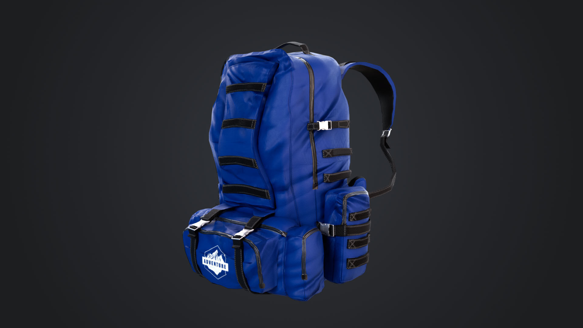 Camping Backpack Low-poly 3D model_1
