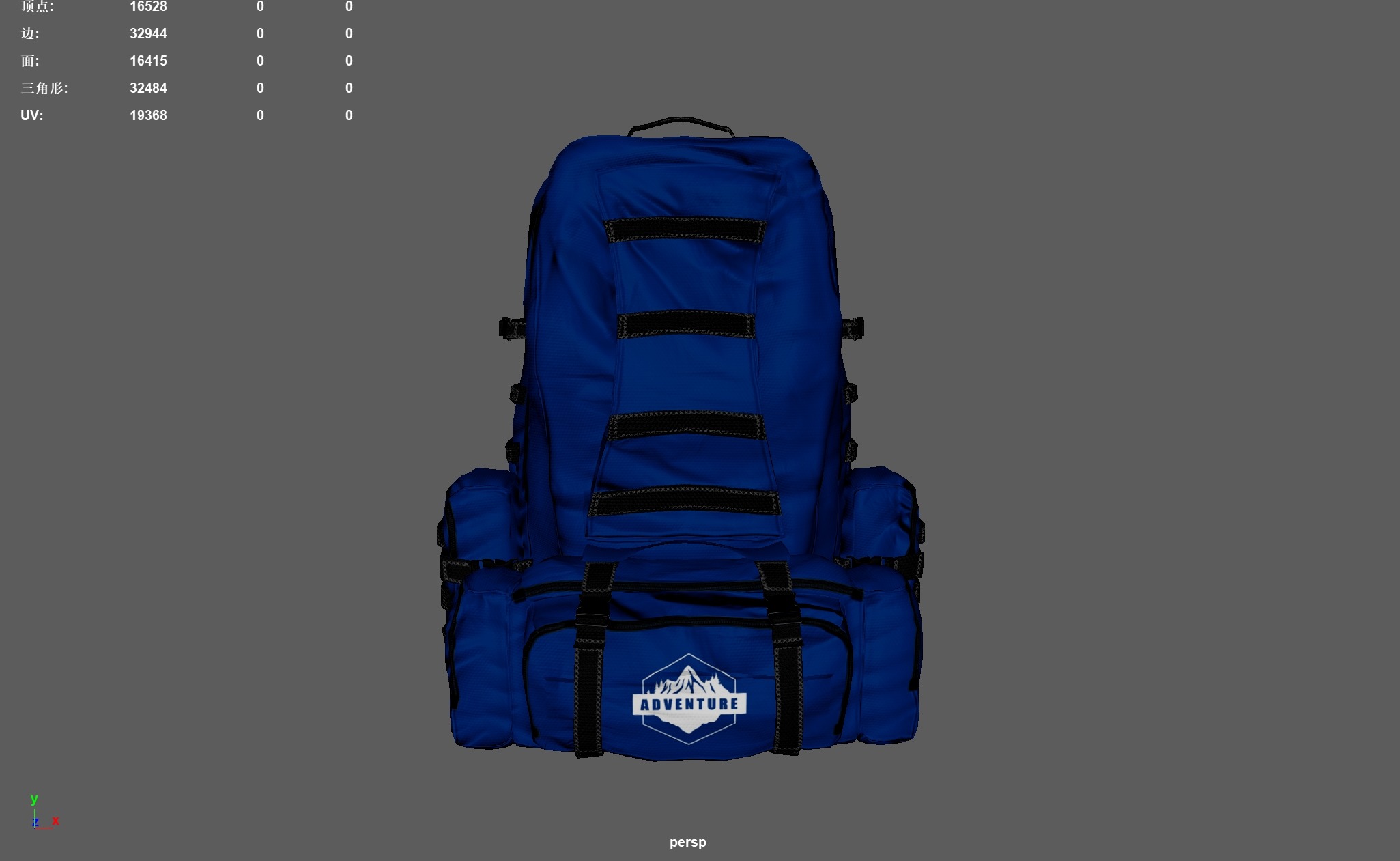 Camping Backpack Low-poly 3D model_5