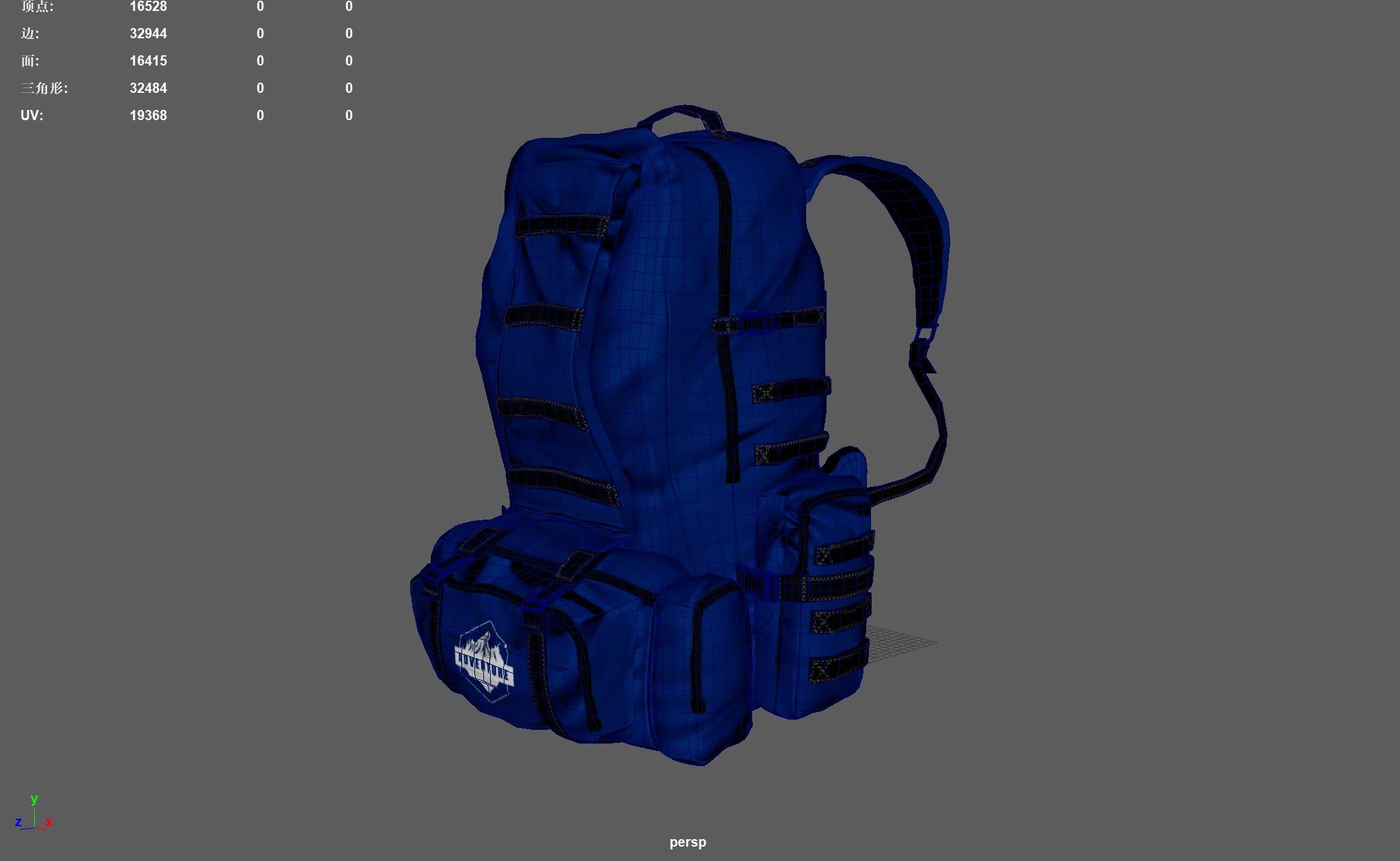 Camping Backpack Low-poly 3D model_7