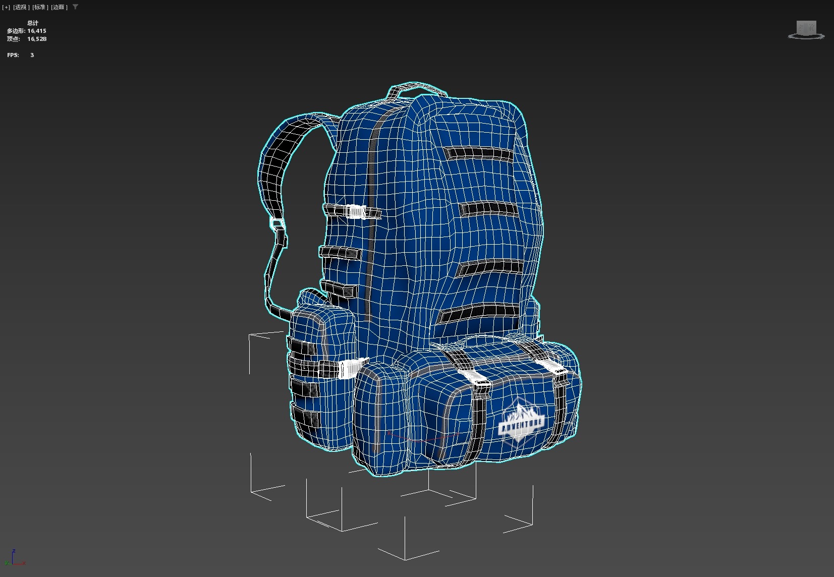 Camping Backpack Low-poly 3D model_10