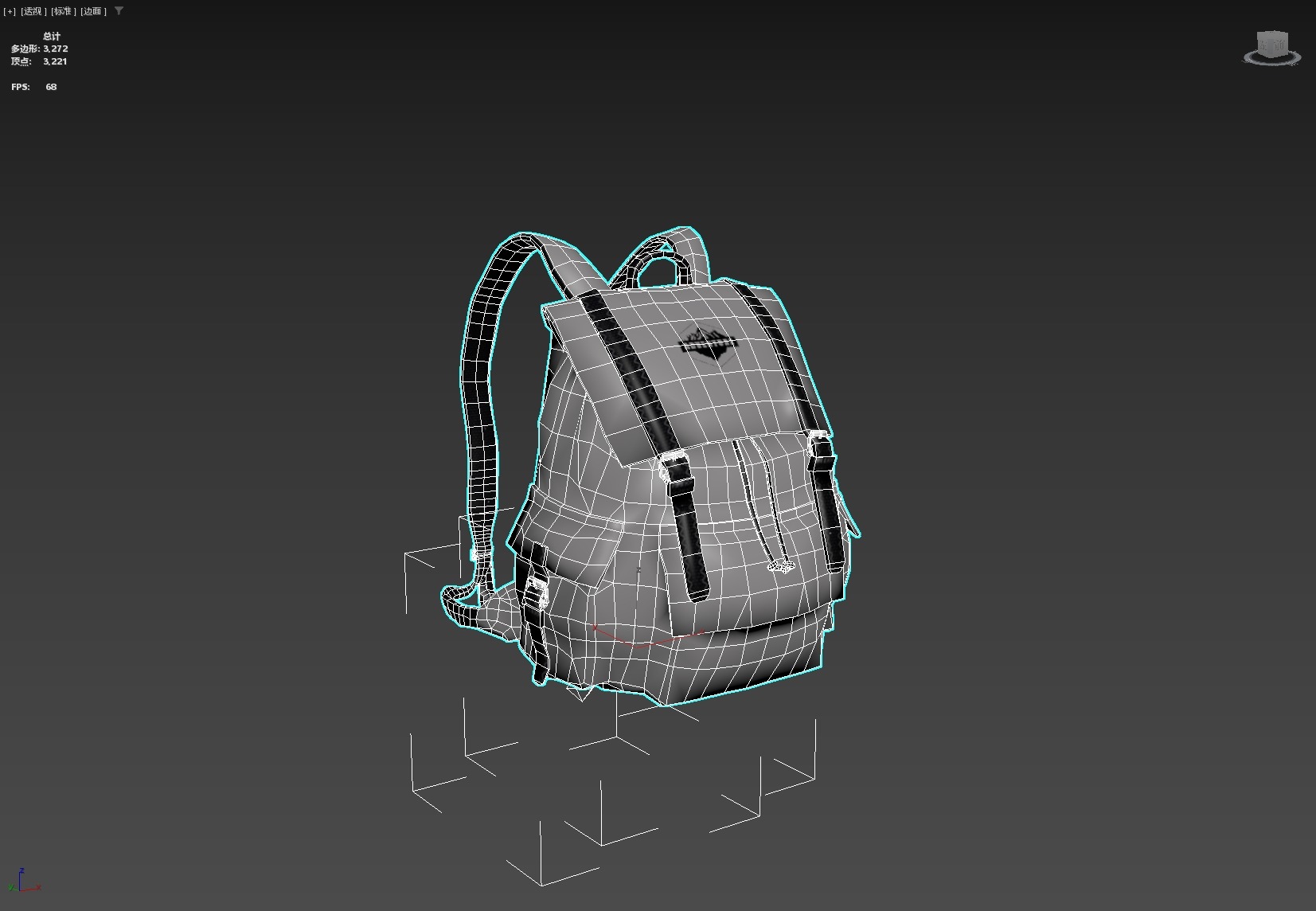 Camping Backpack Low-poly 3D model_9