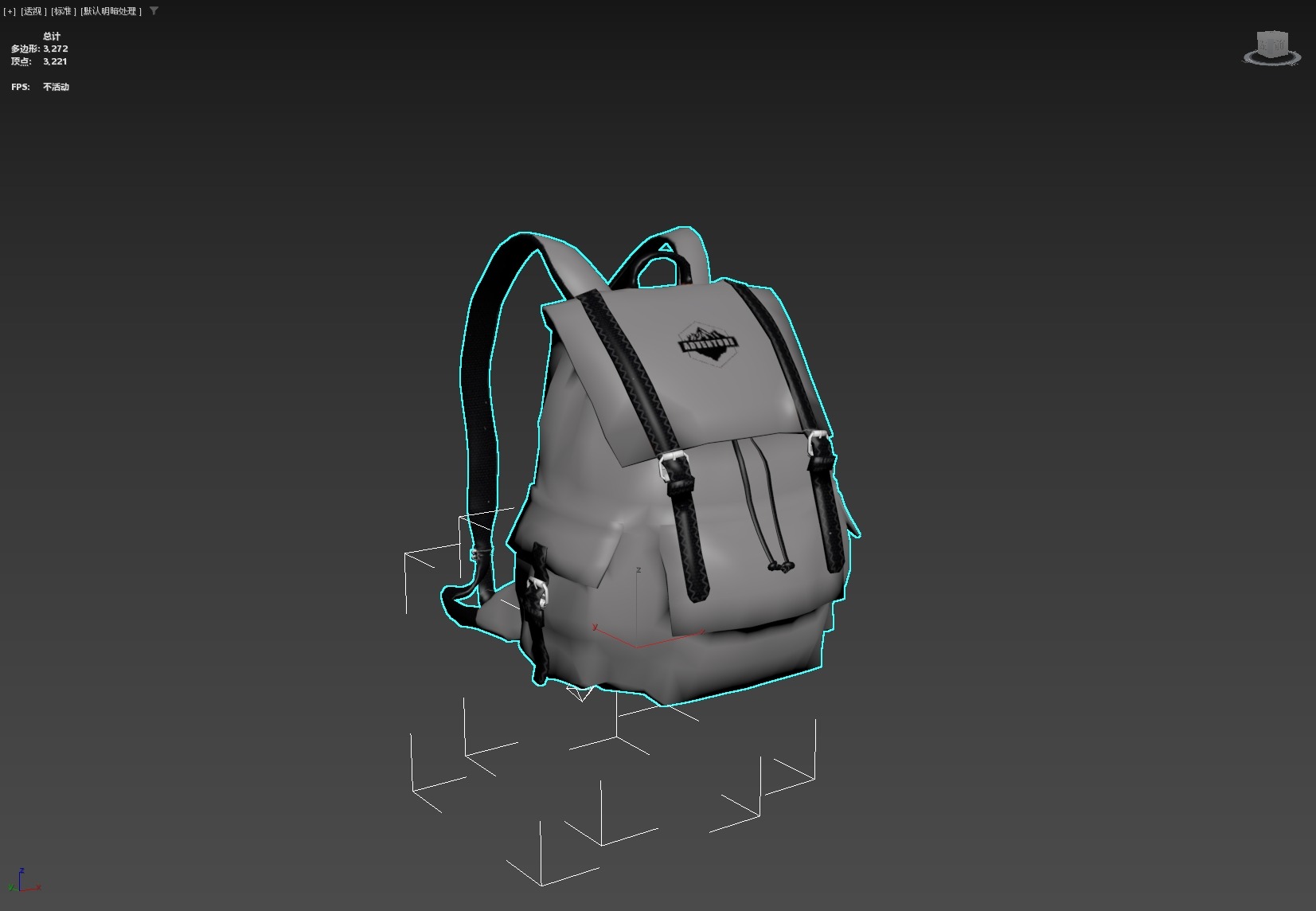 Camping Backpack Low-poly 3D model_10