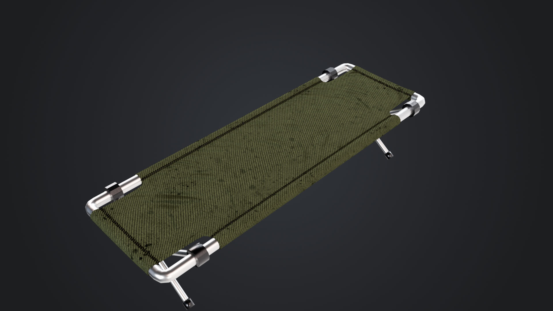 Folding cot Low-poly 3D model_2