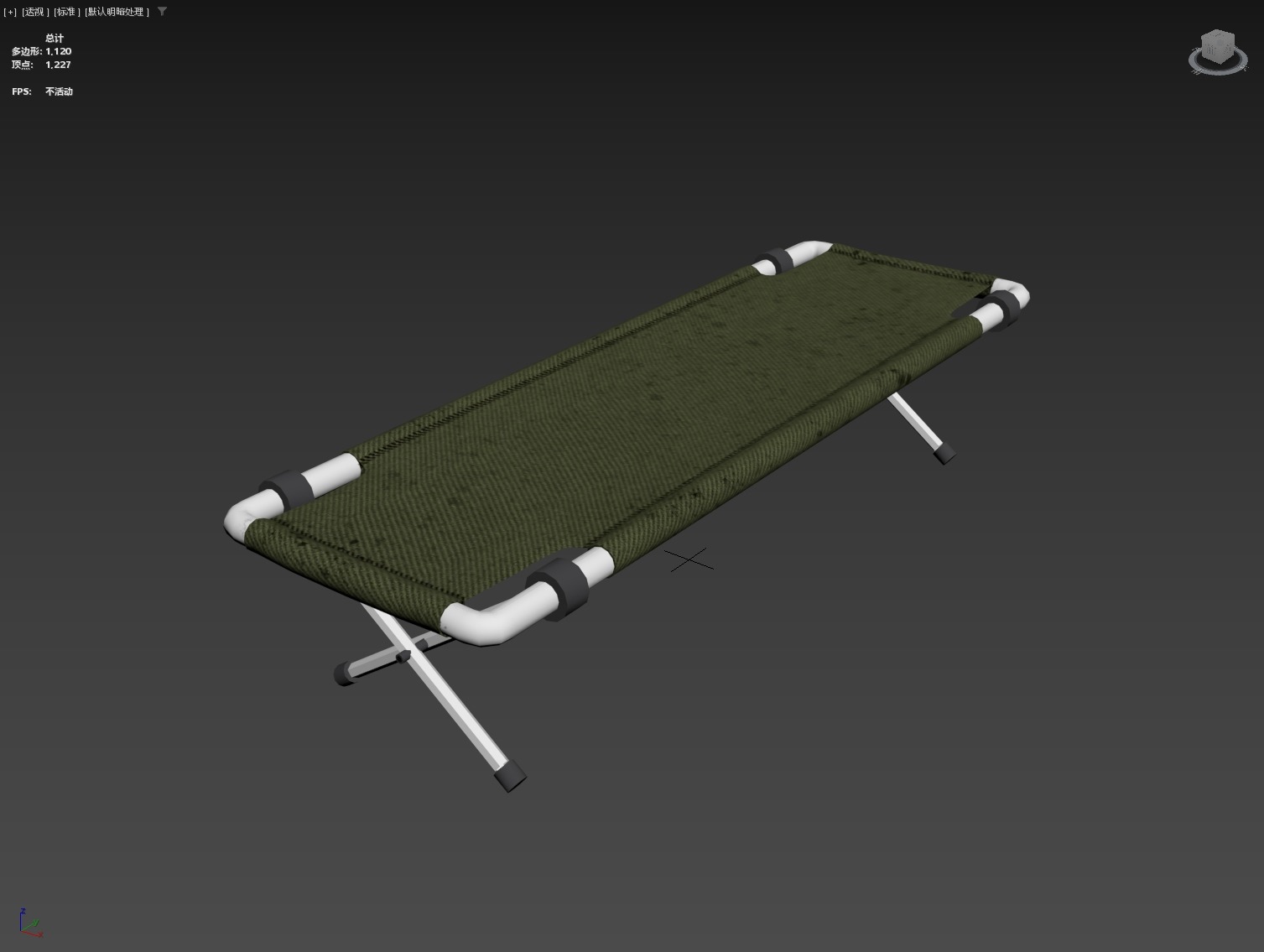 Folding cot Low-poly 3D model_8