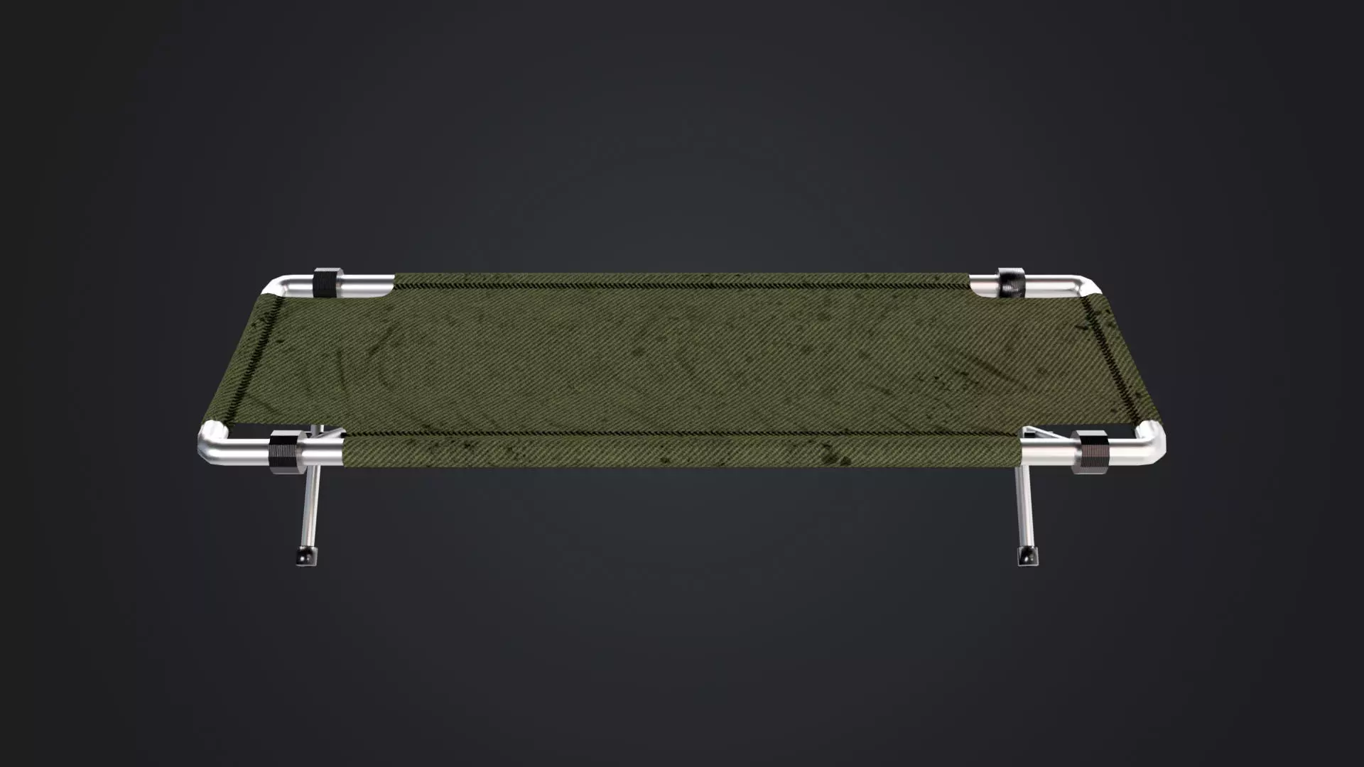 Folding cot Low-poly 3D model_0