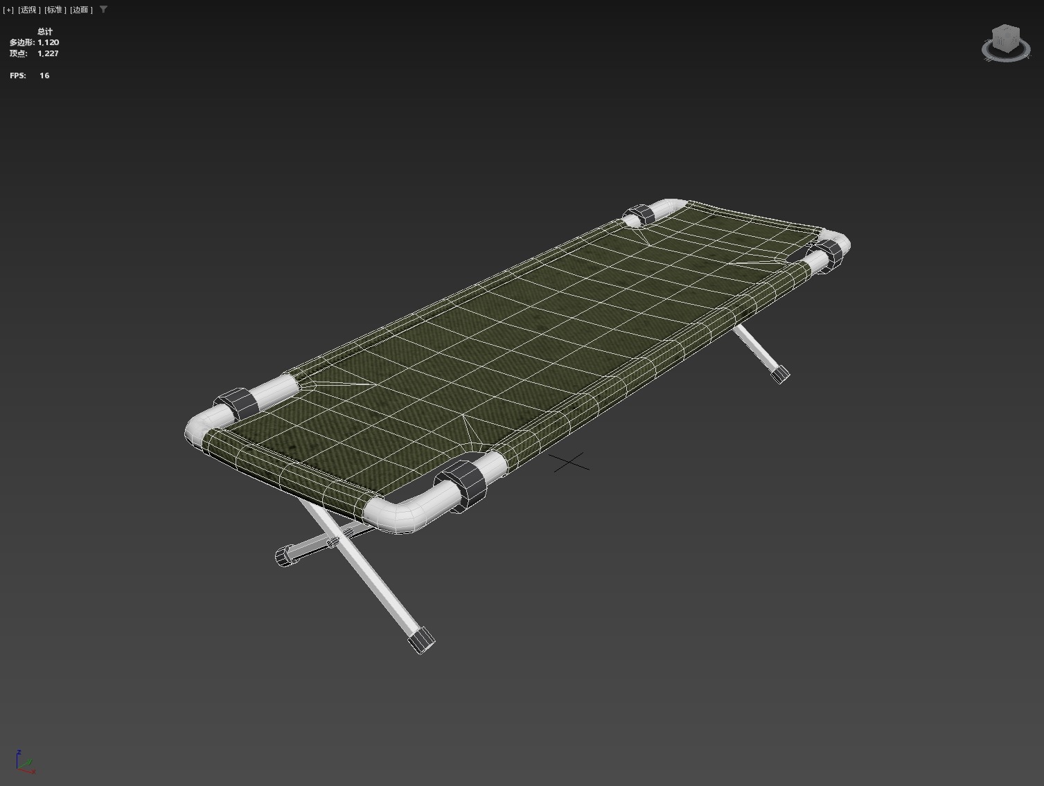Folding cot Low-poly 3D model_7